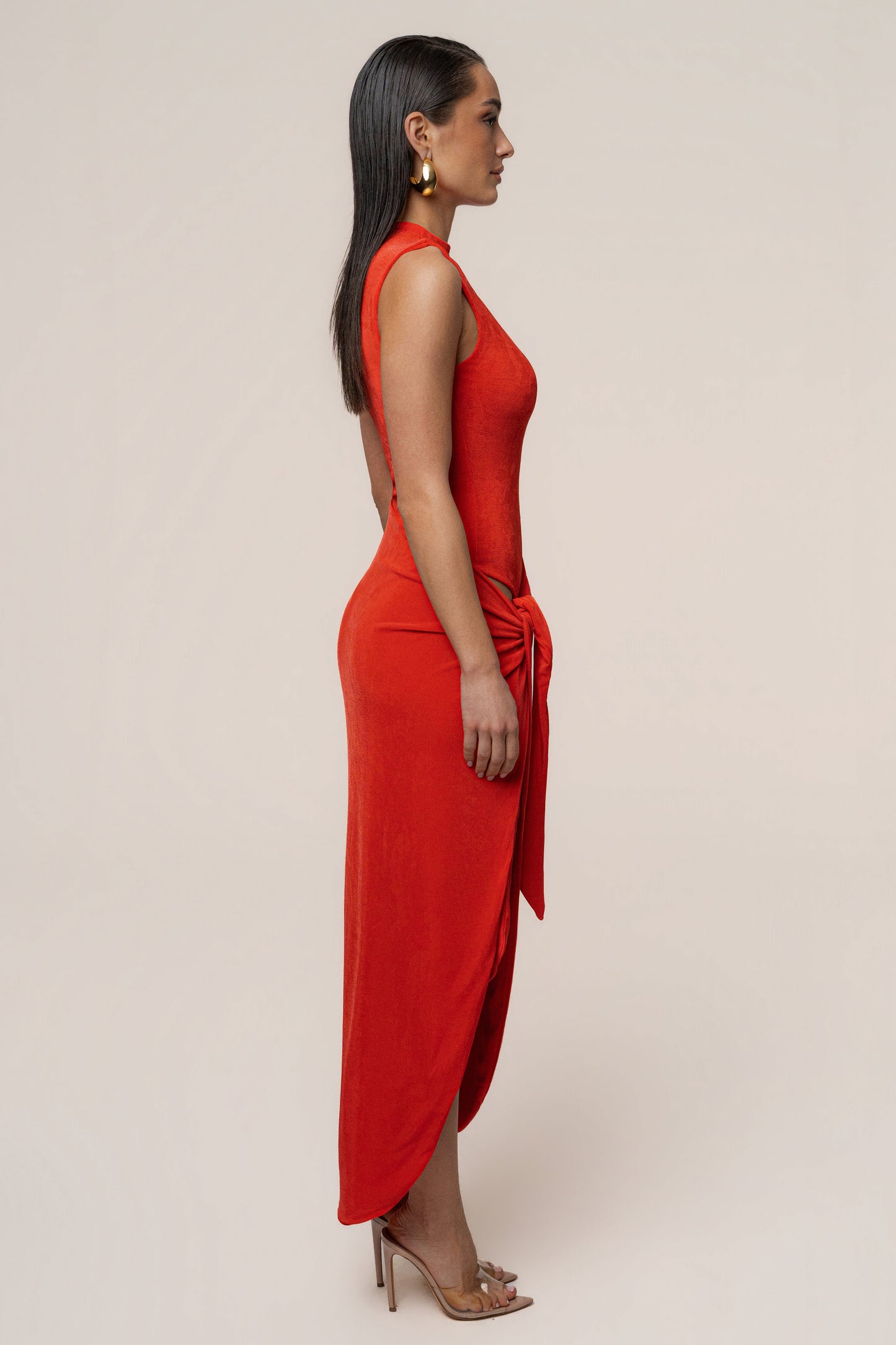 Orange Aubree Midi Dress