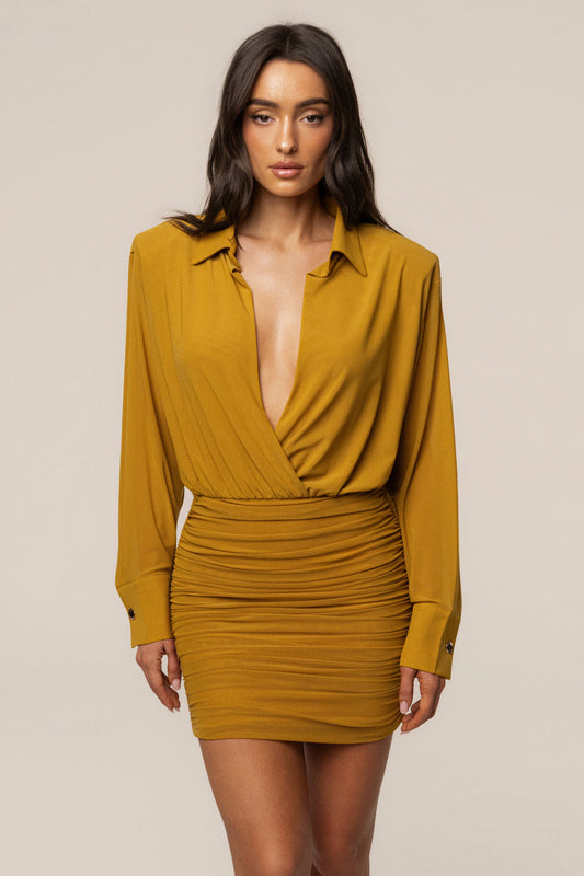 Lime Leah Plunge Mini Dress