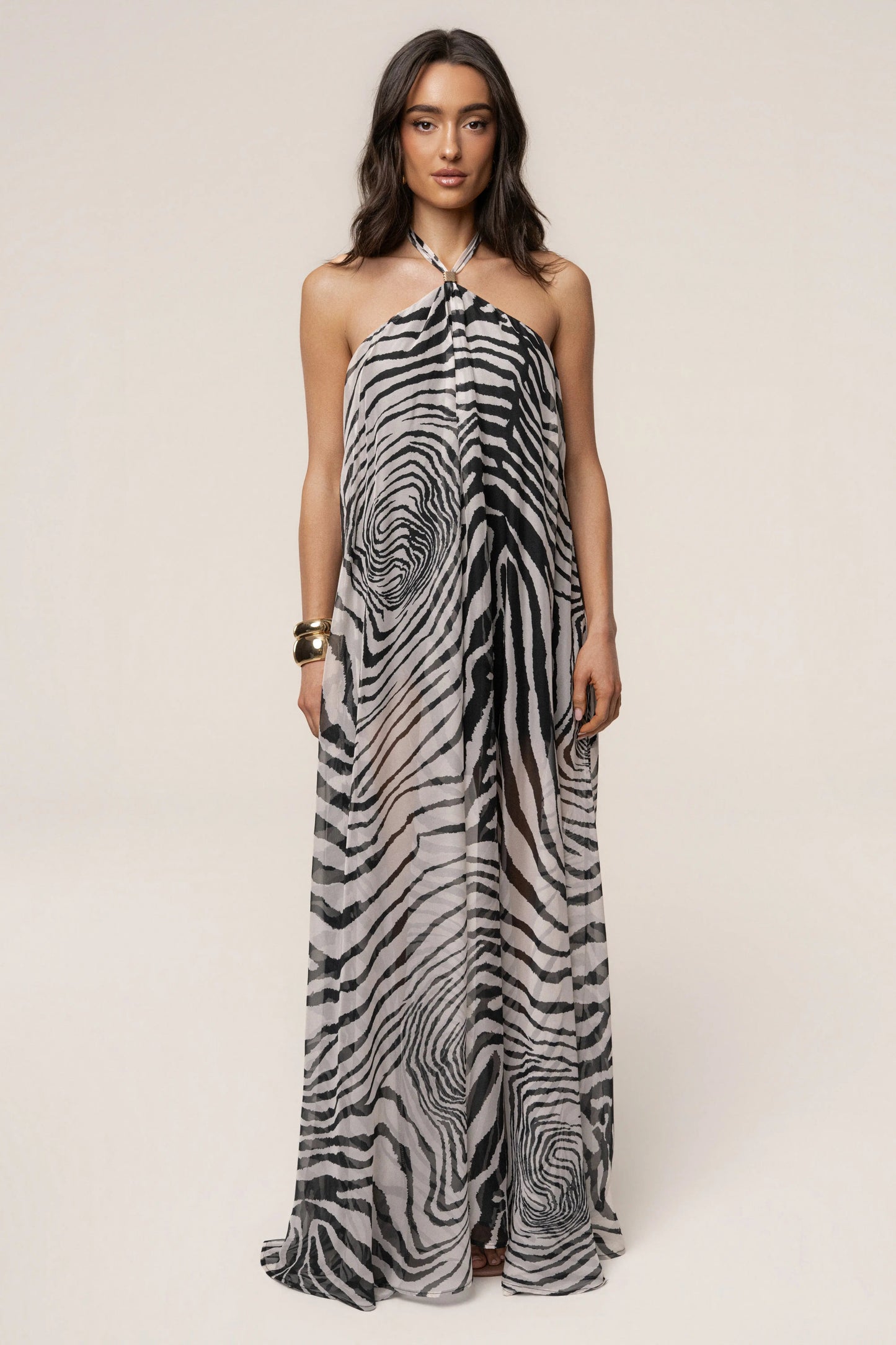 PRE-ORDER Zebra Print Jolene Halter Dress