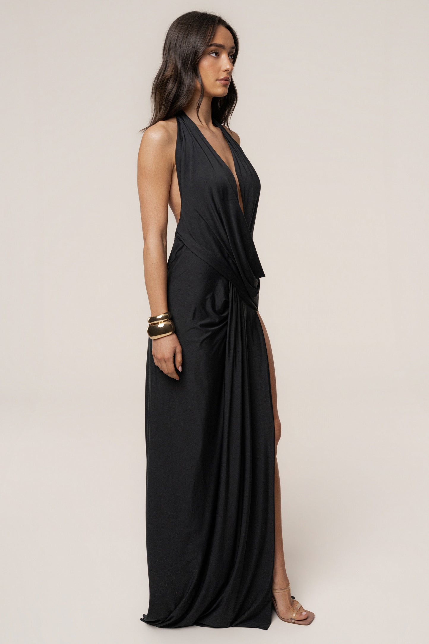 Black Ibiza Halter Maxi Dress