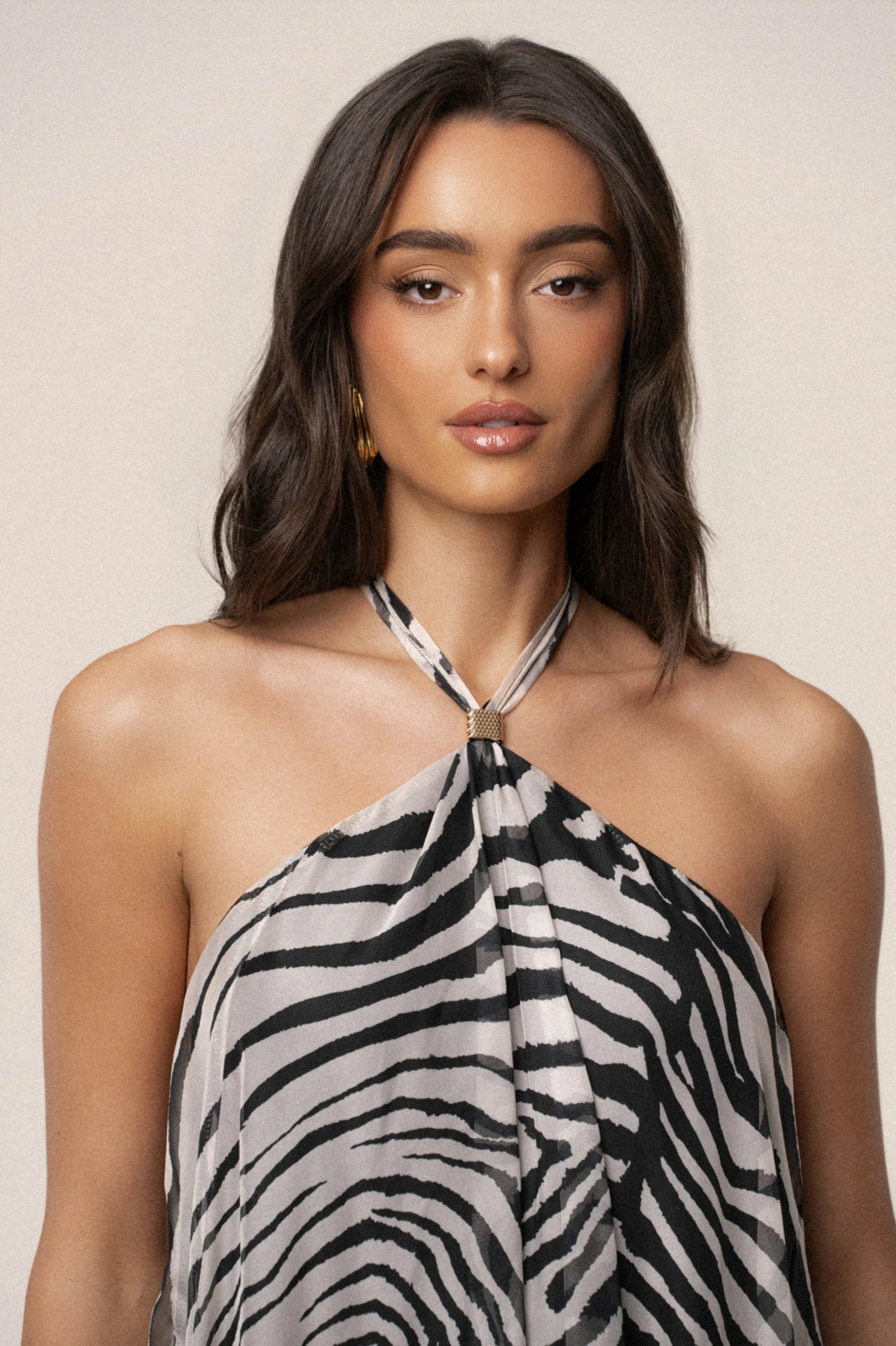 PRE-ORDER Zebra Print Jolene Halter Dress