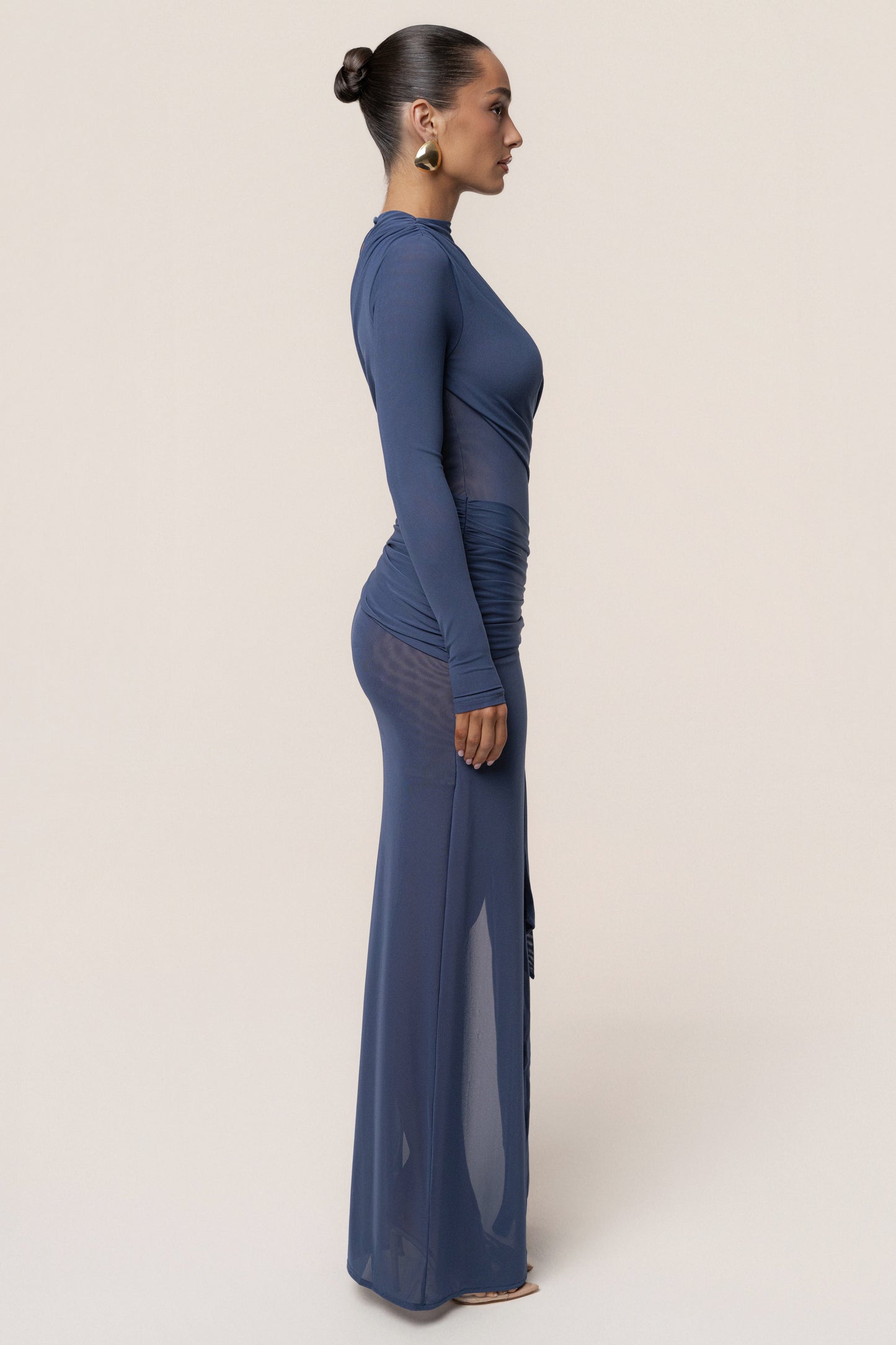Navy Heatwave Mesh Maxi Dress