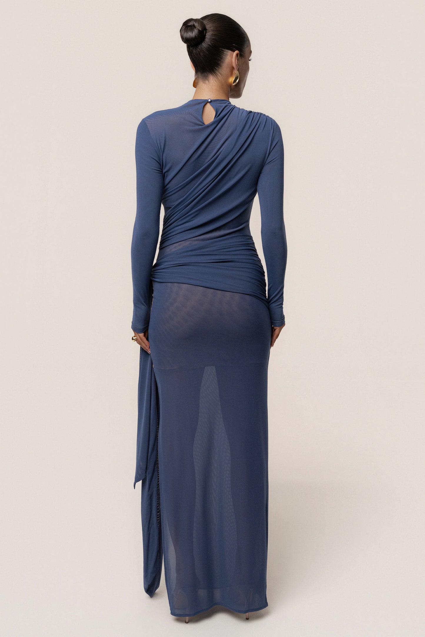 Navy Heatwave Mesh Maxi Dress
