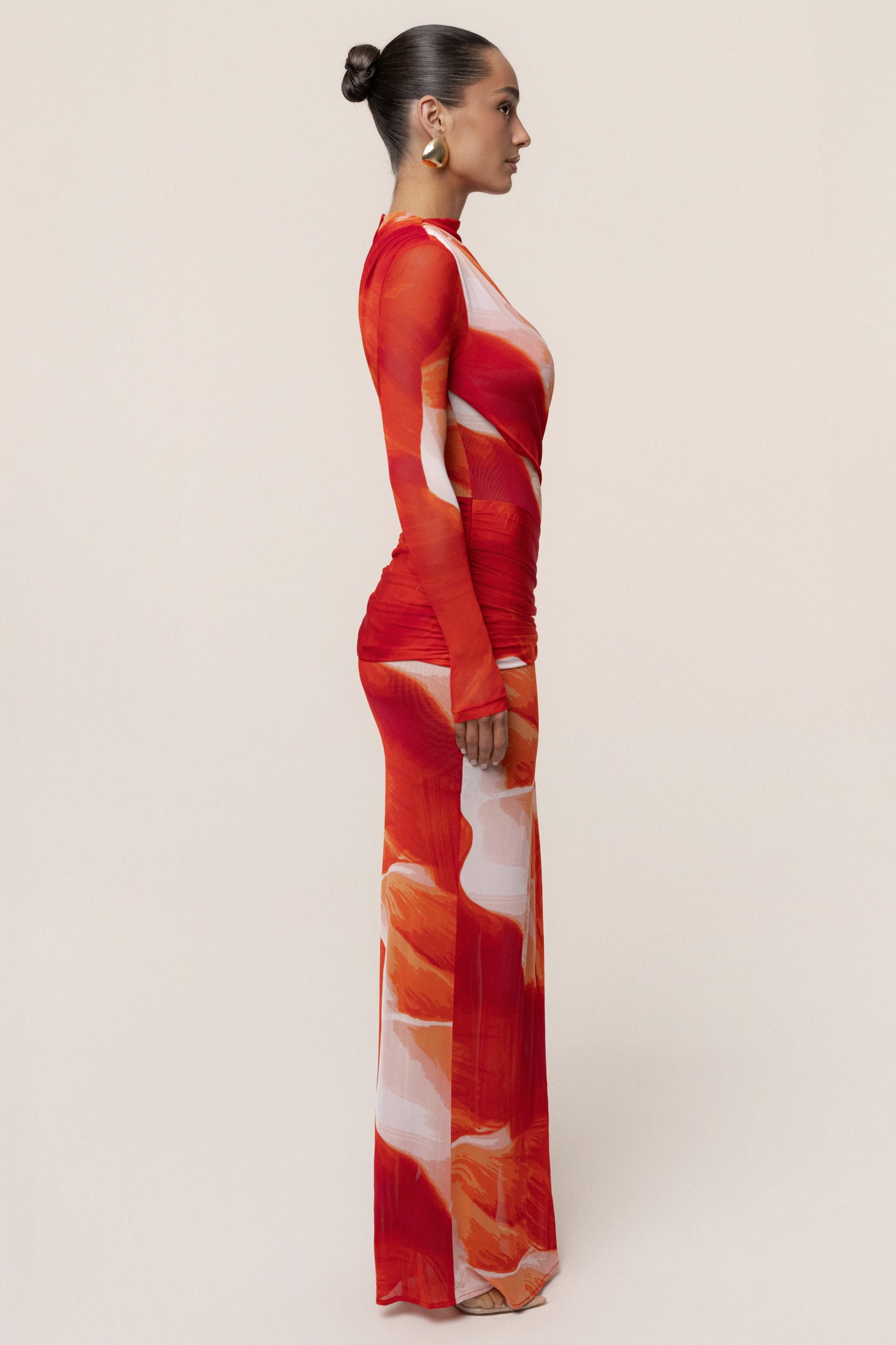 Sunset Red Heatwave Mesh Maxi Dress