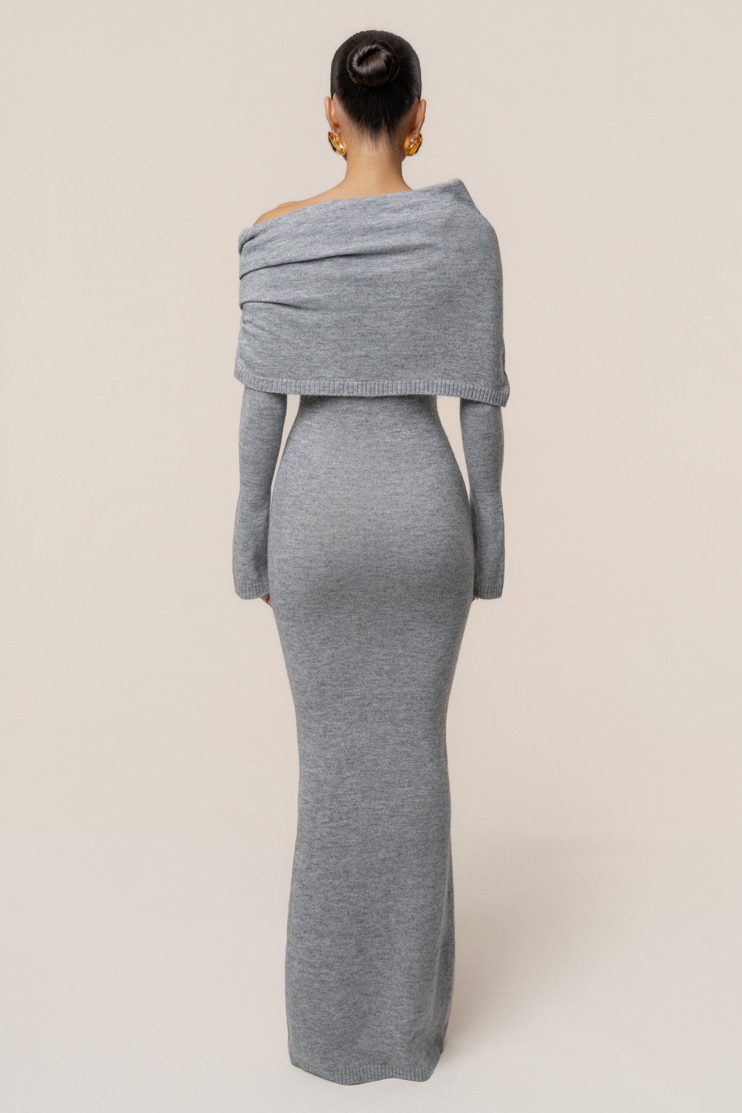 Grey Soft Haven Off-Shoulder Dress