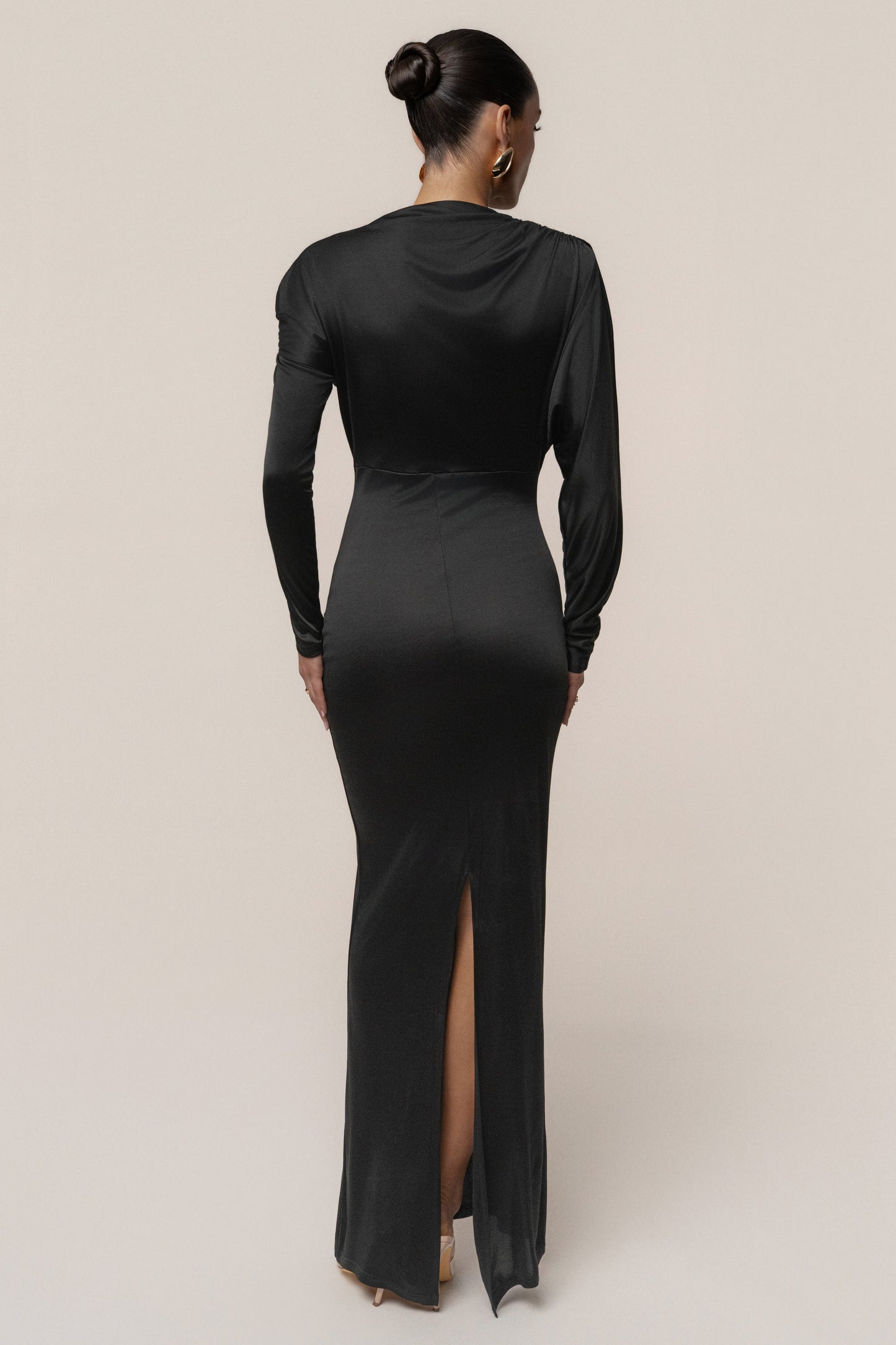 Black Glisten Slit Maxi Dress