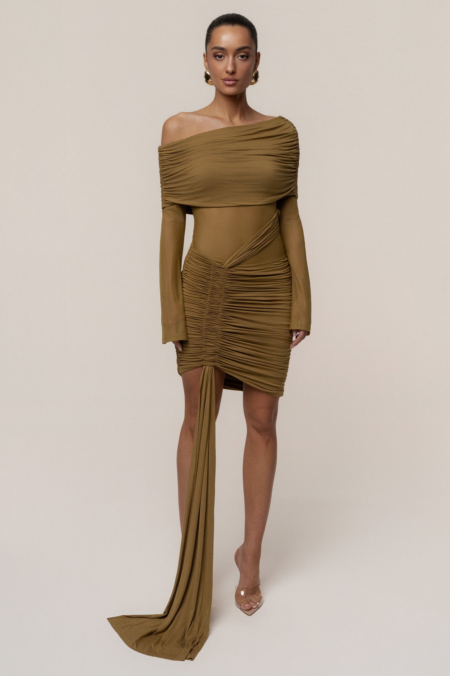 Lime After Hours Drape Dress