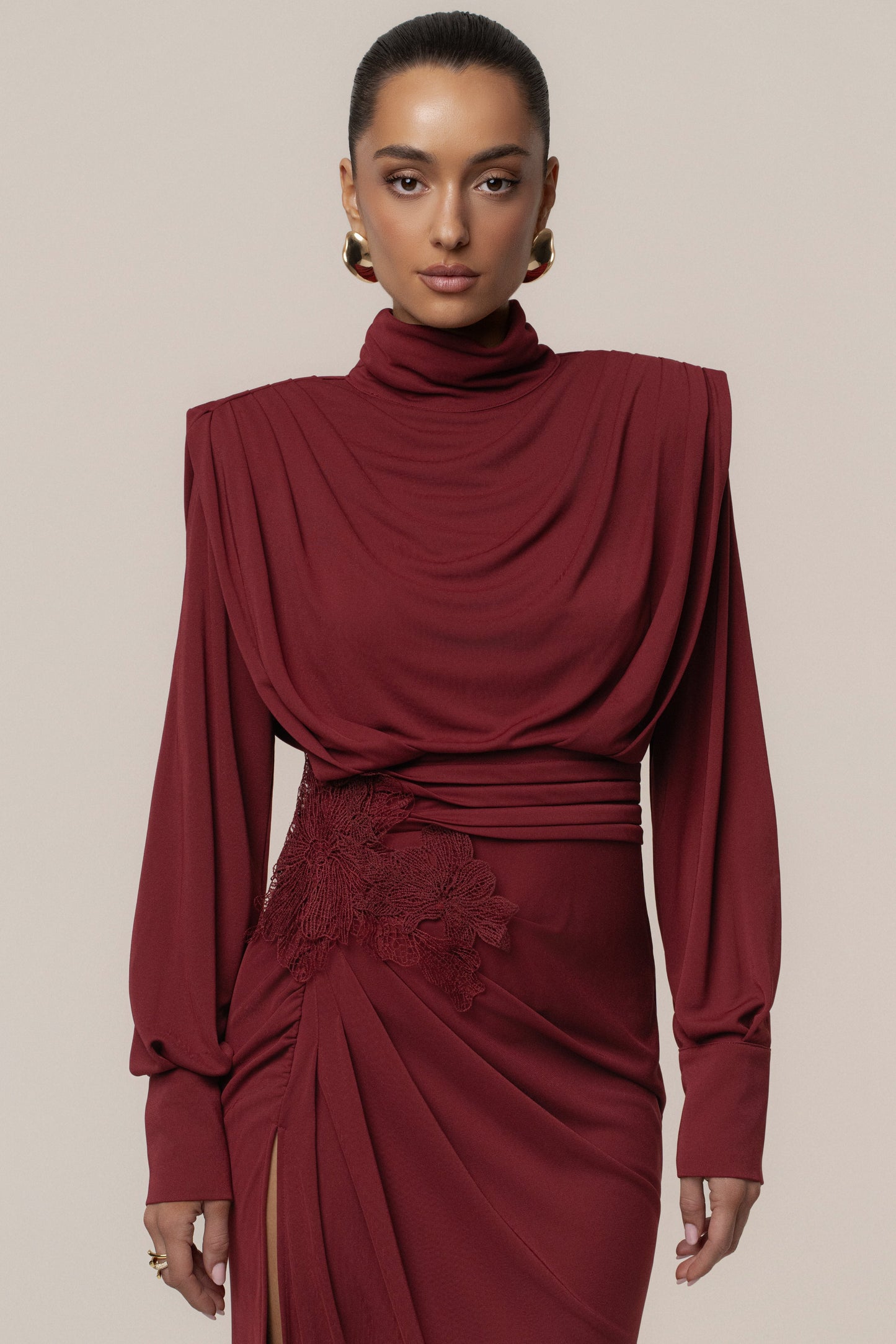 Burgundy Radiance Maxi Gown