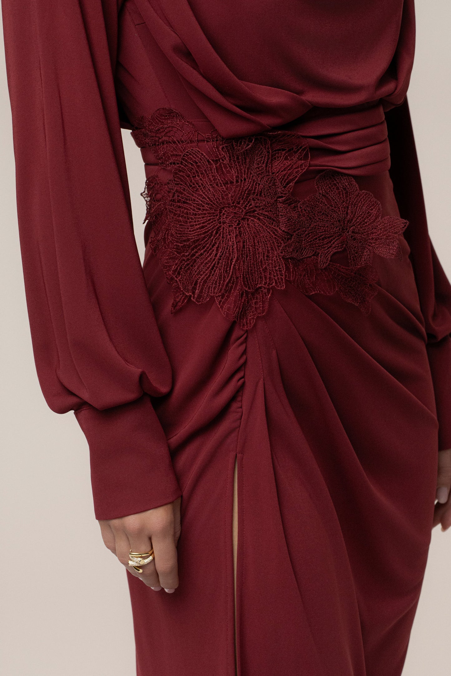 Burgundy Radiance Maxi Gown