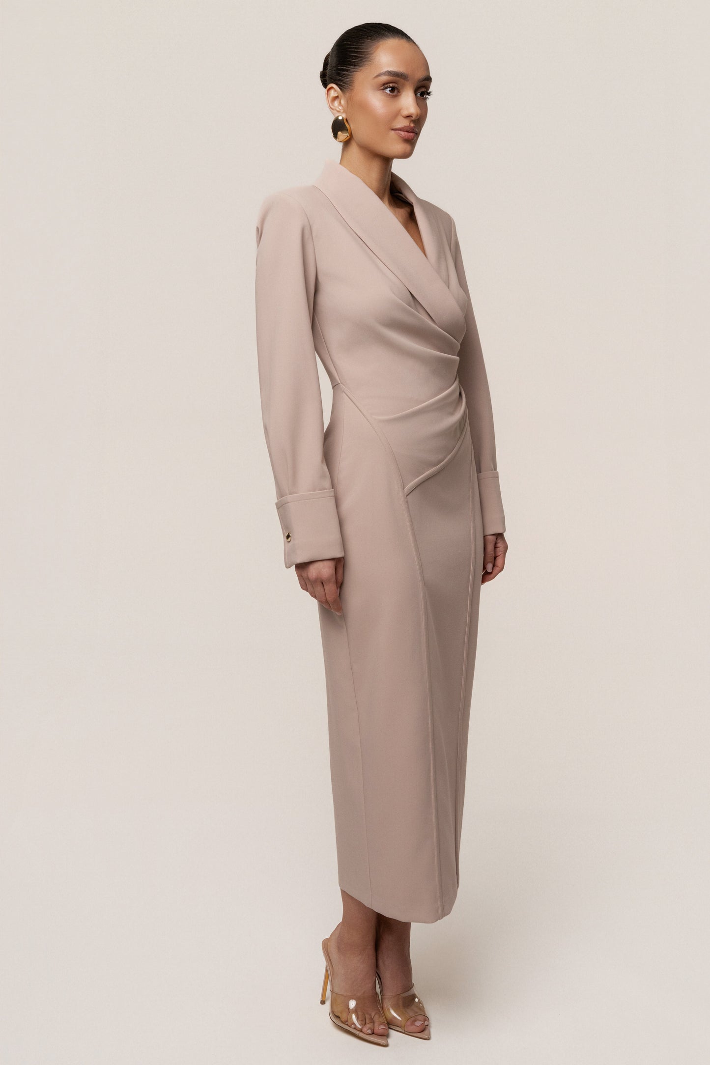 Taupe Manifest Blazer Midi Dress