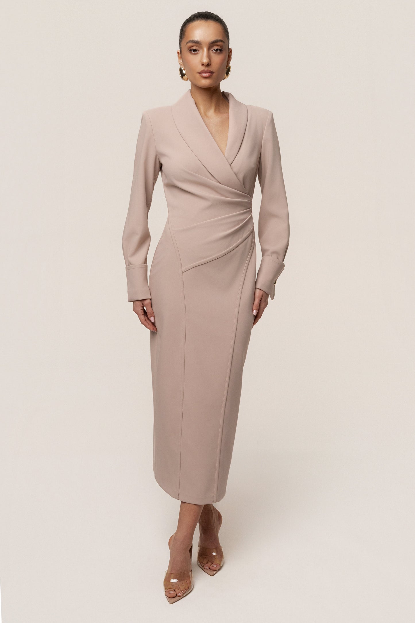 Taupe Manifest Blazer Midi Dress