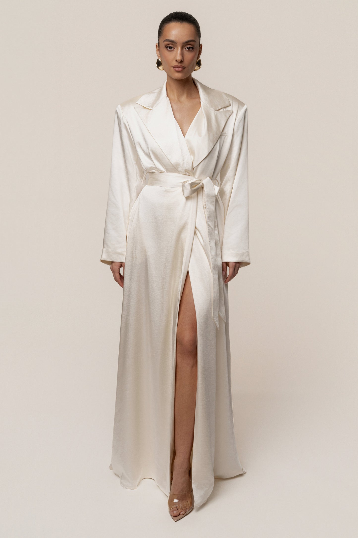 Ivory Satin Embrace Maxi Dress