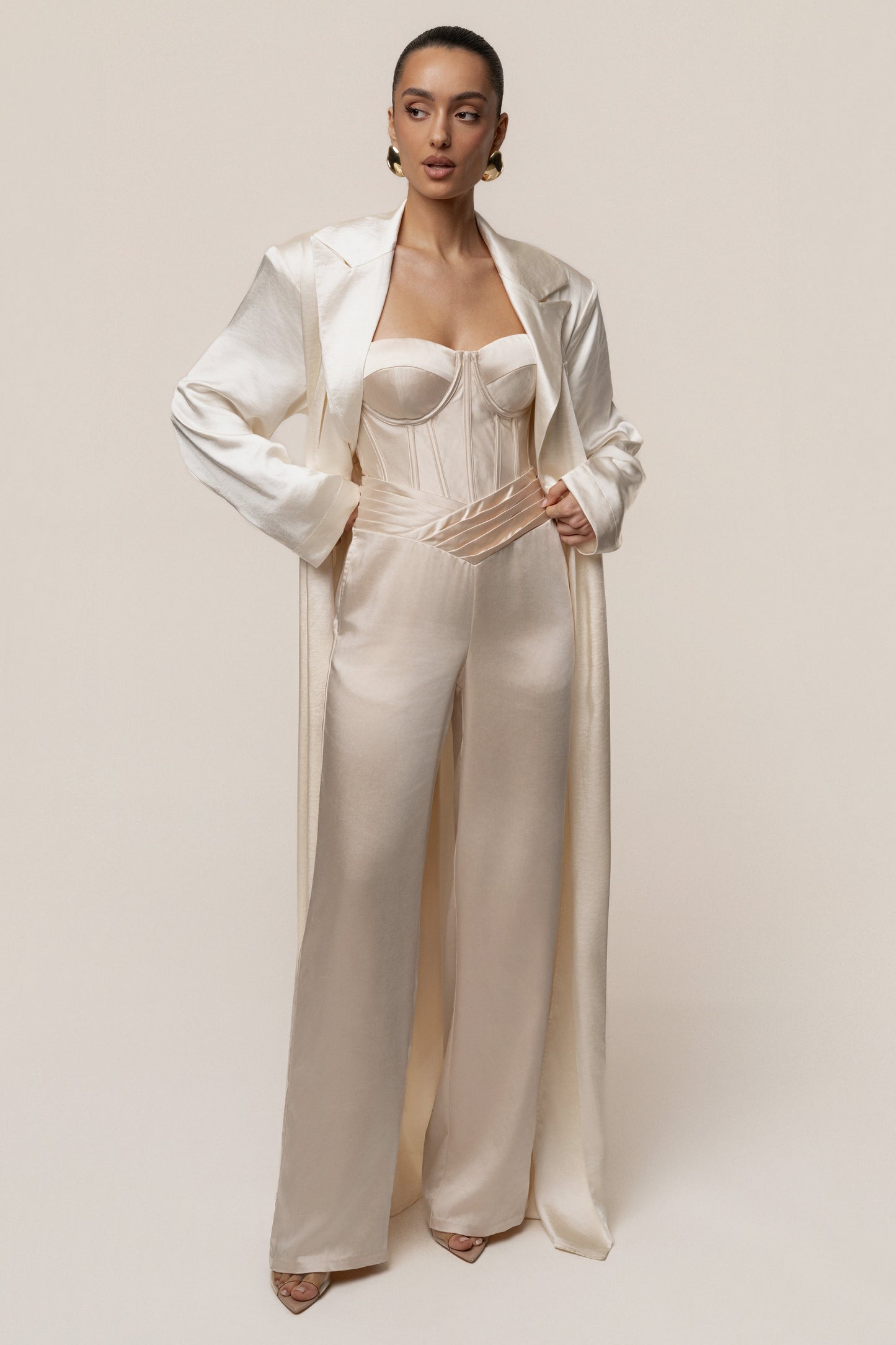 Ivory Satin Embrace Maxi Dress