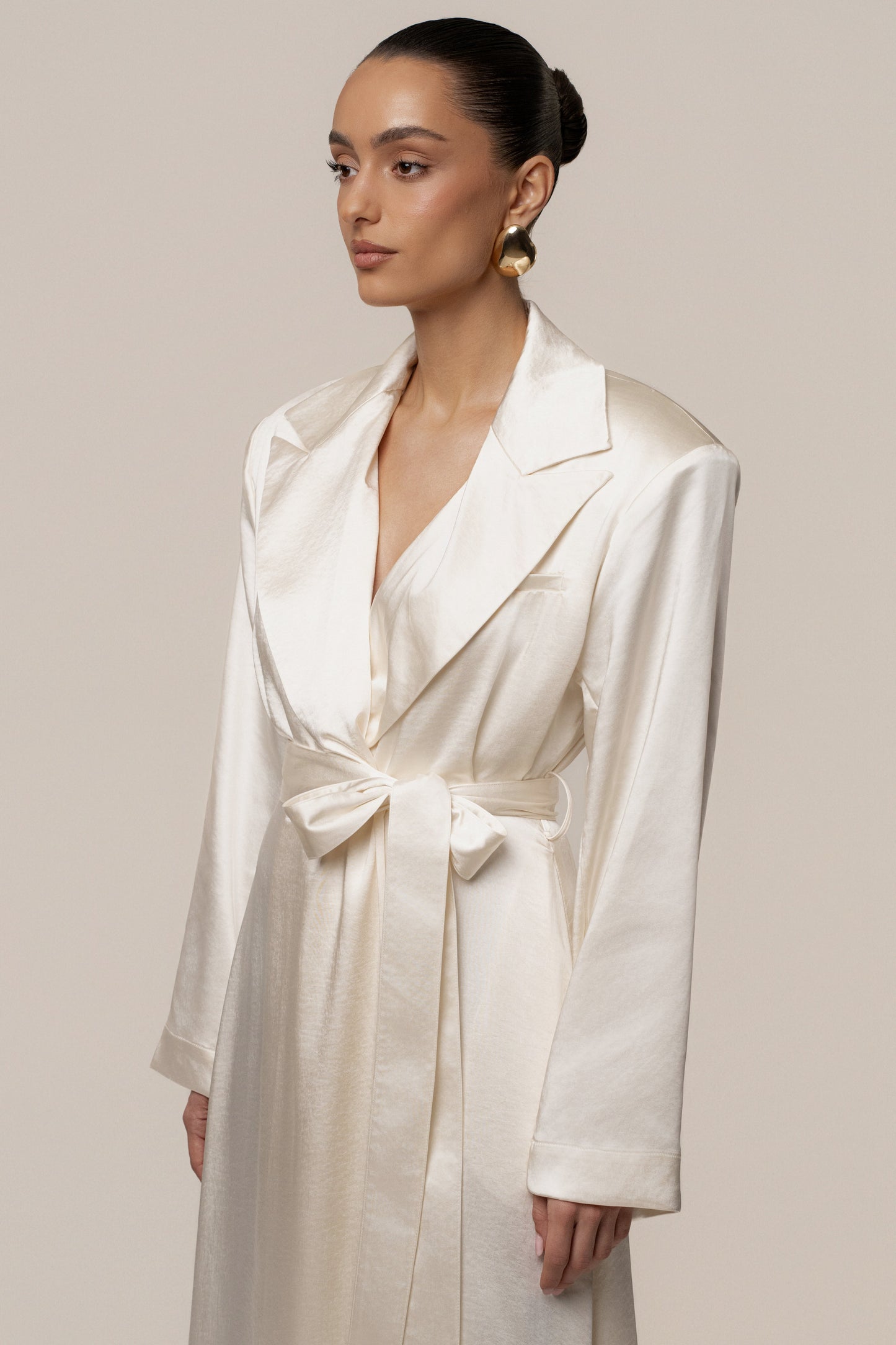 Ivory Satin Embrace Maxi Dress