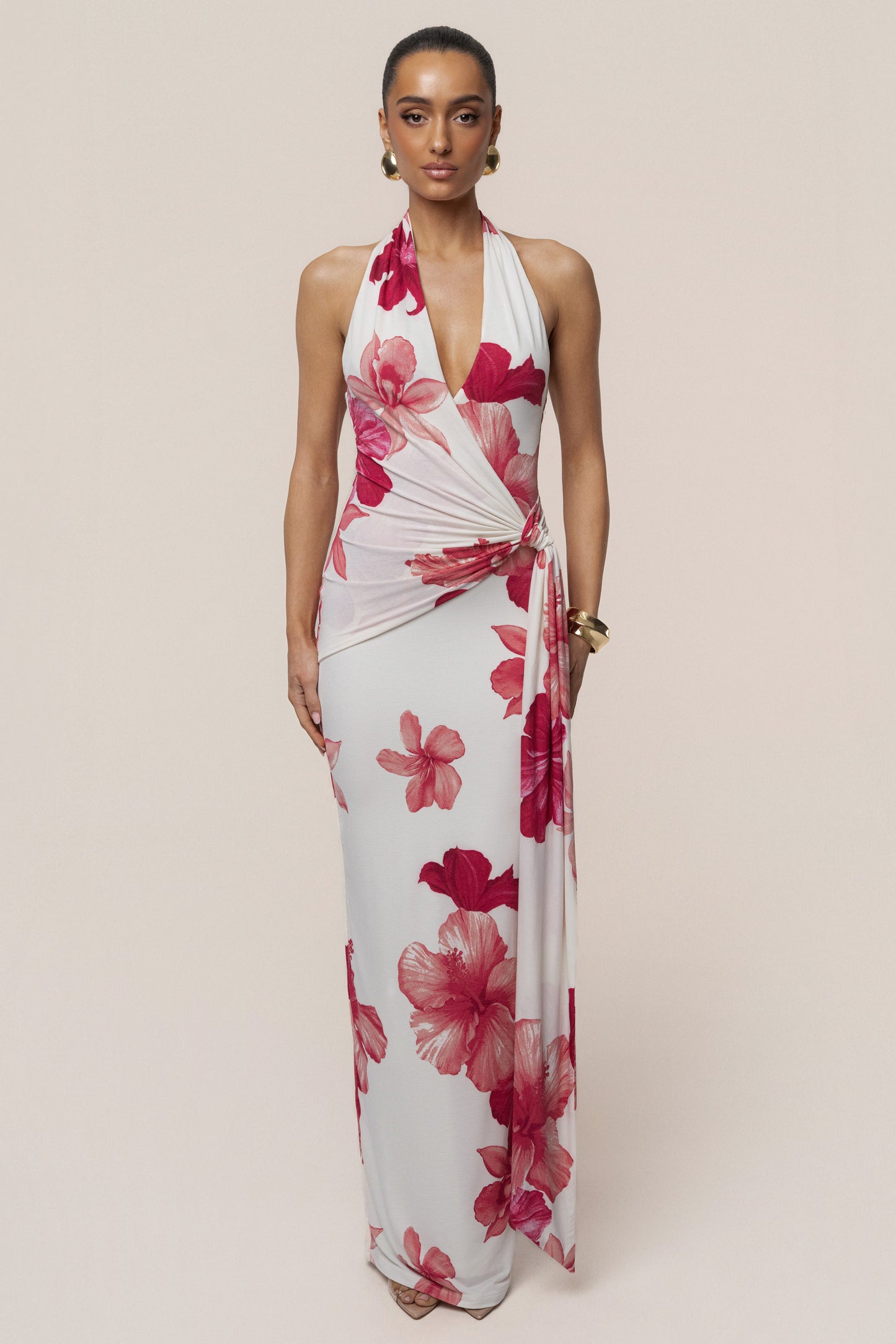 Red Floral Island Blossom Maxi Dress