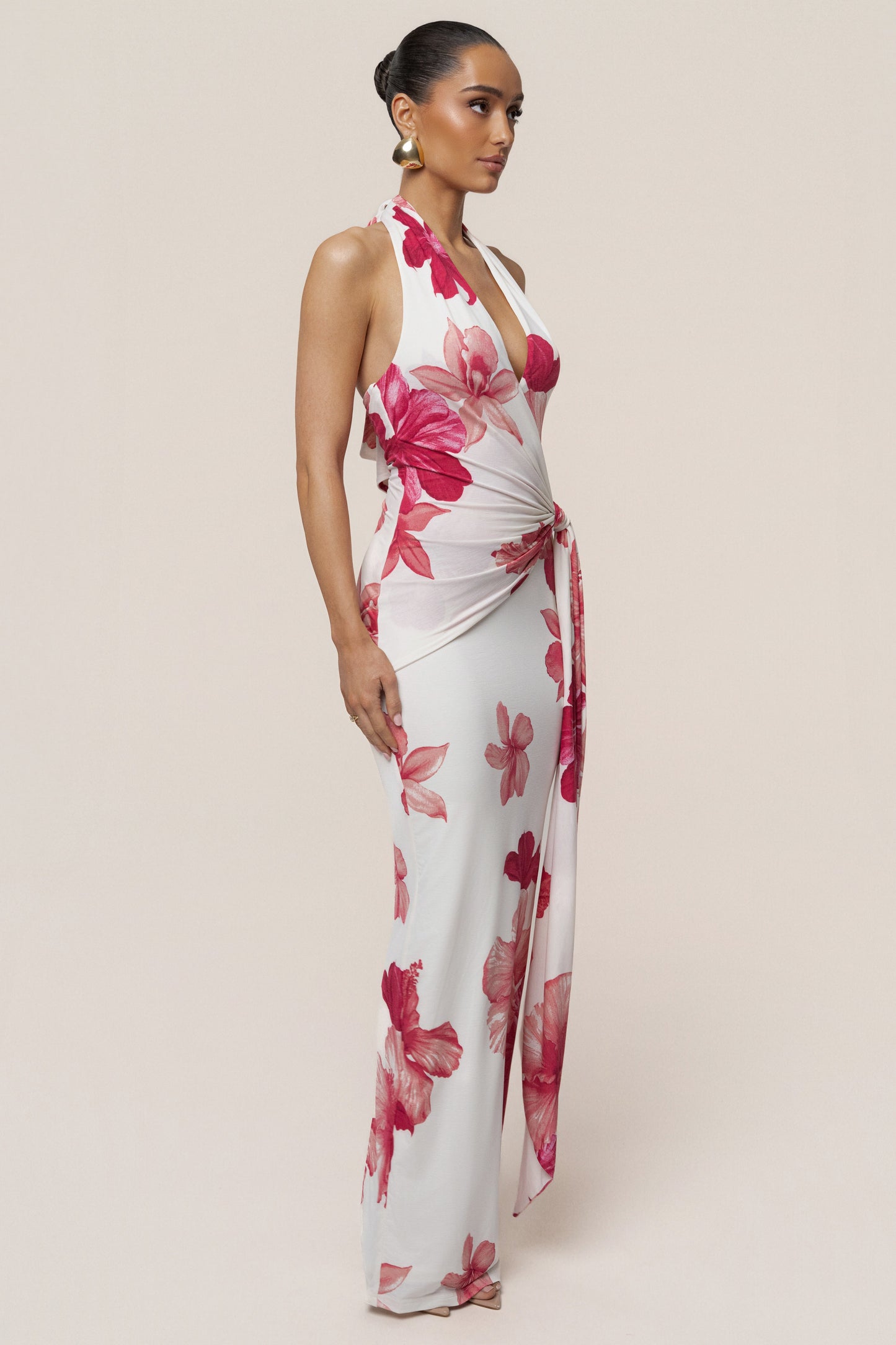 Red Floral Island Blossom Maxi Dress