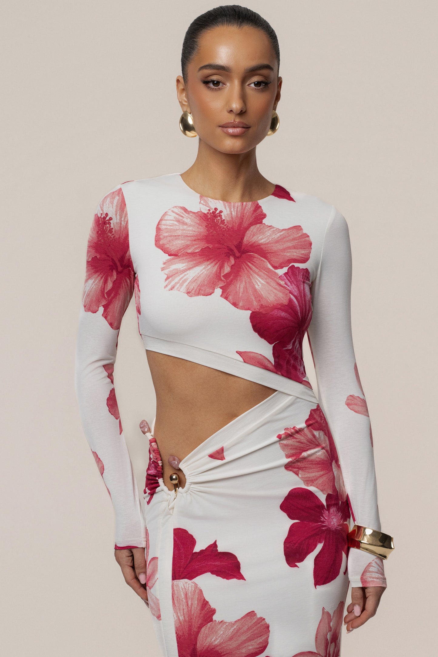 Red Floral Garden Oasis Maxi Dress
