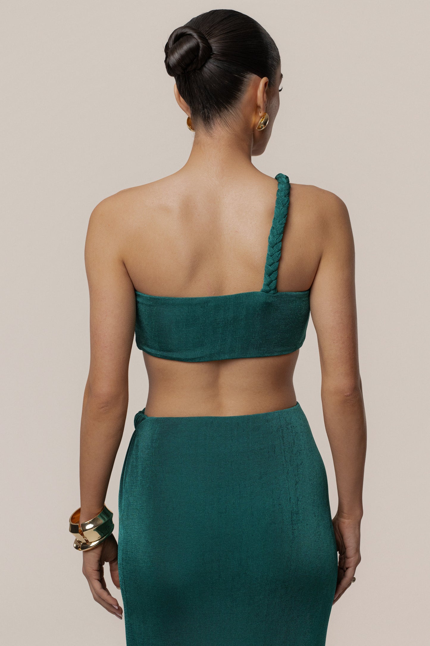 Green Ema One Shoulder Maxi Dress