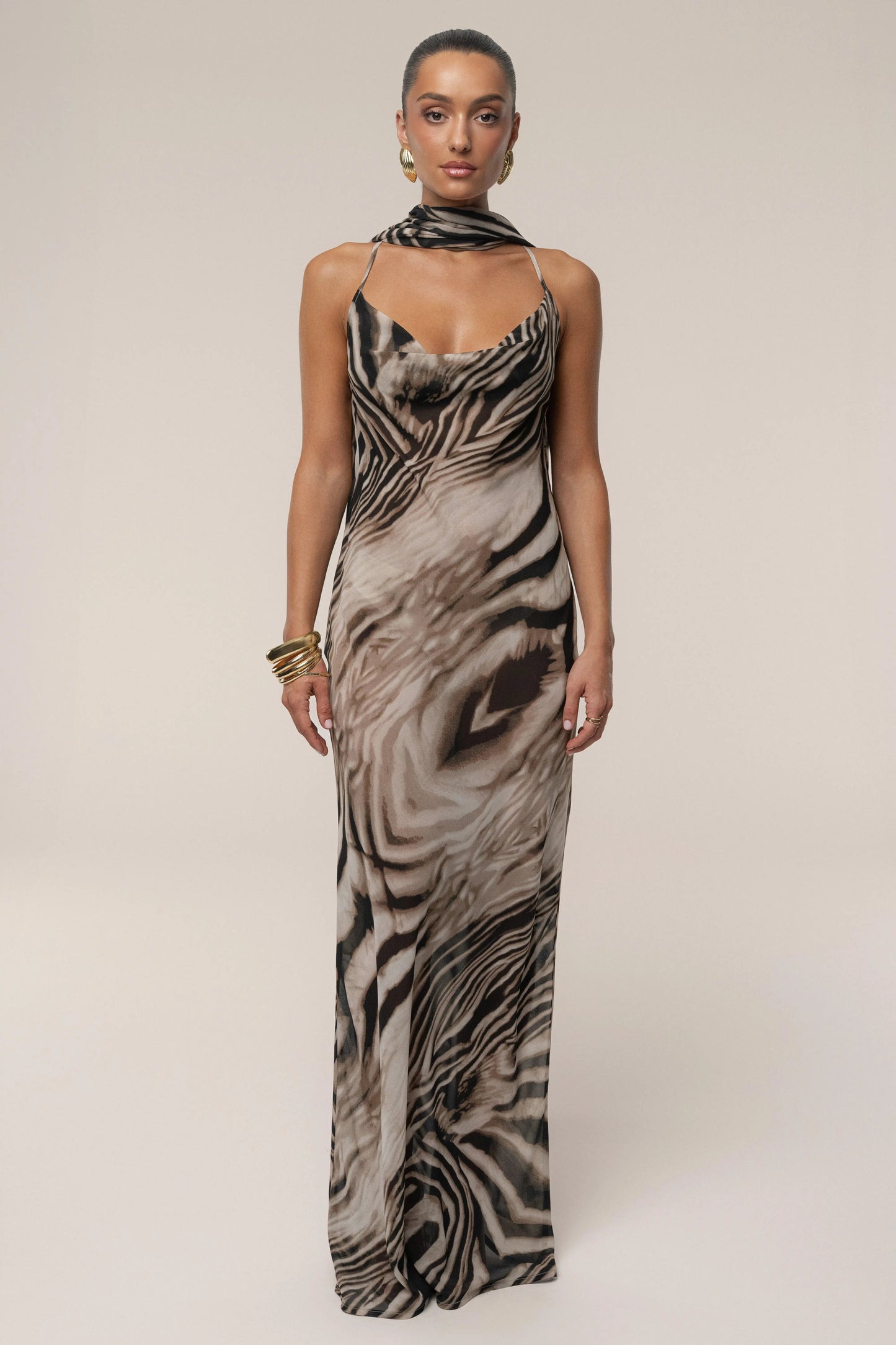 Brown Zebra Print Infinite Journey Maxi Dress