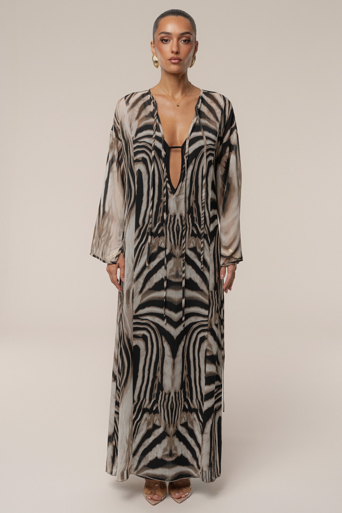Brown Zebra Print New Vista Maxi Dress