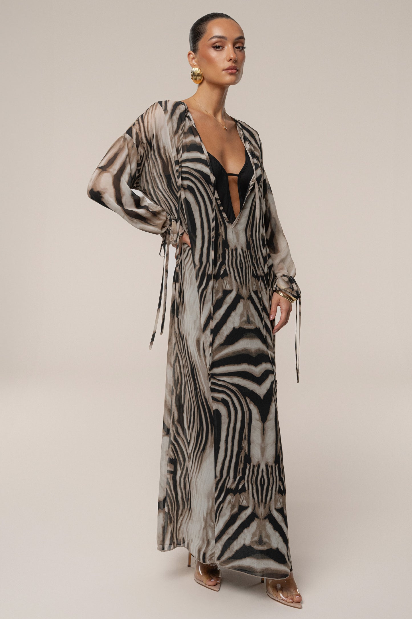 Brown Zebra Print New Vista Maxi Dress