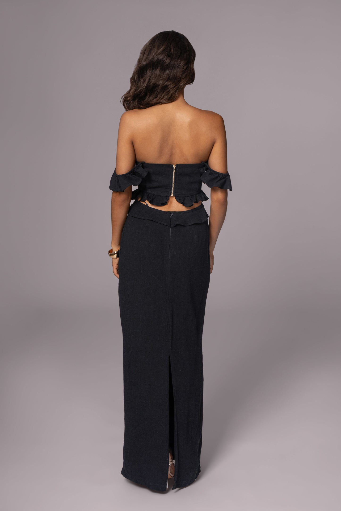 Black Brighter Days Linen Maxi Dress