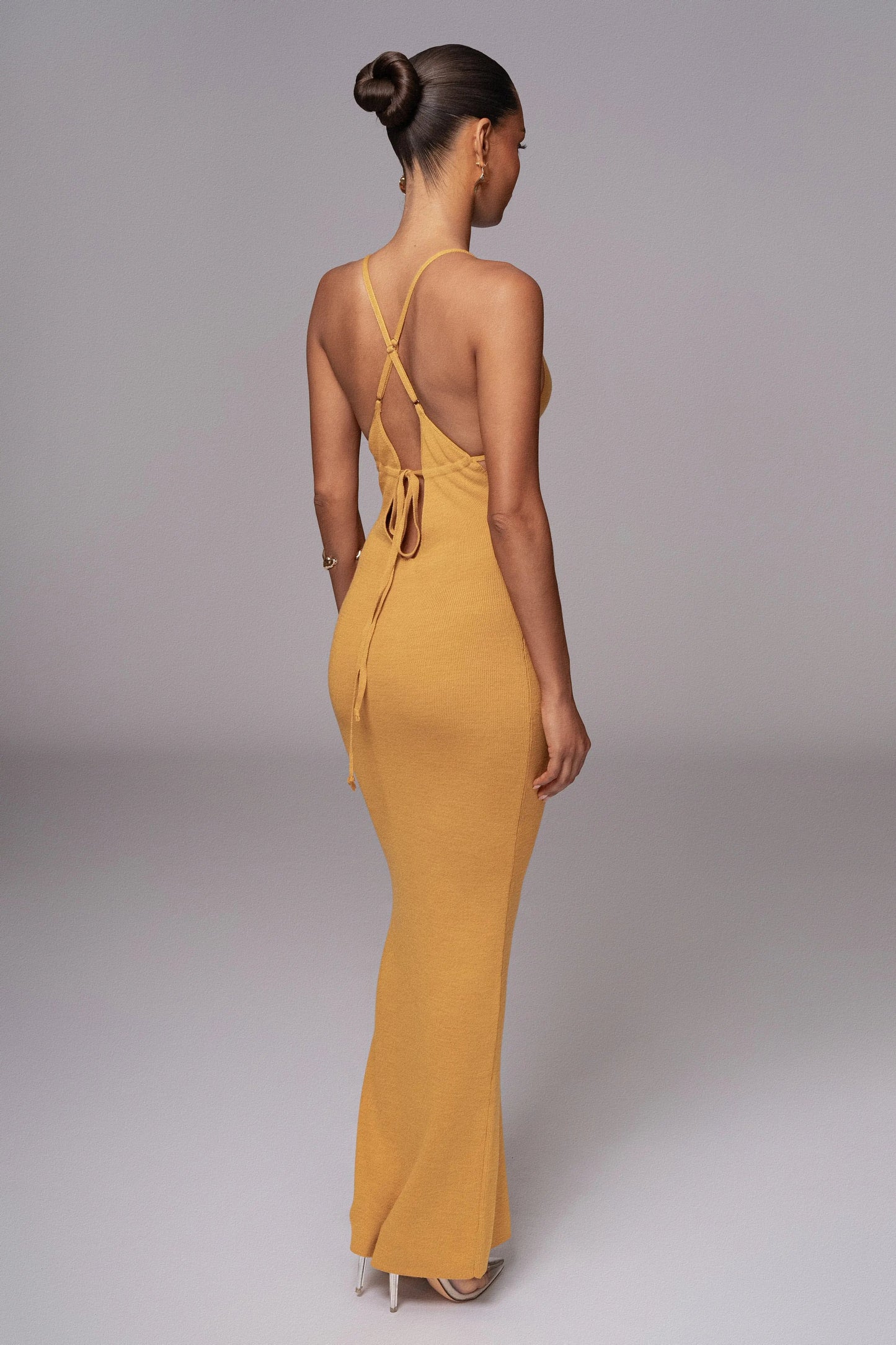 Yellow Sun Rays Knit Maxi Dress
