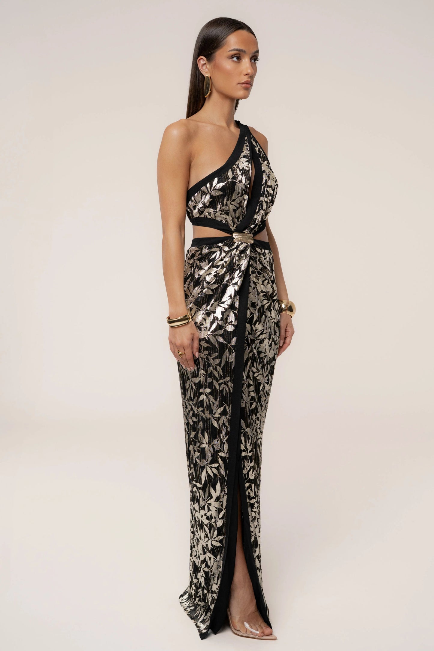 Black One Shoulder Keyhole Dress