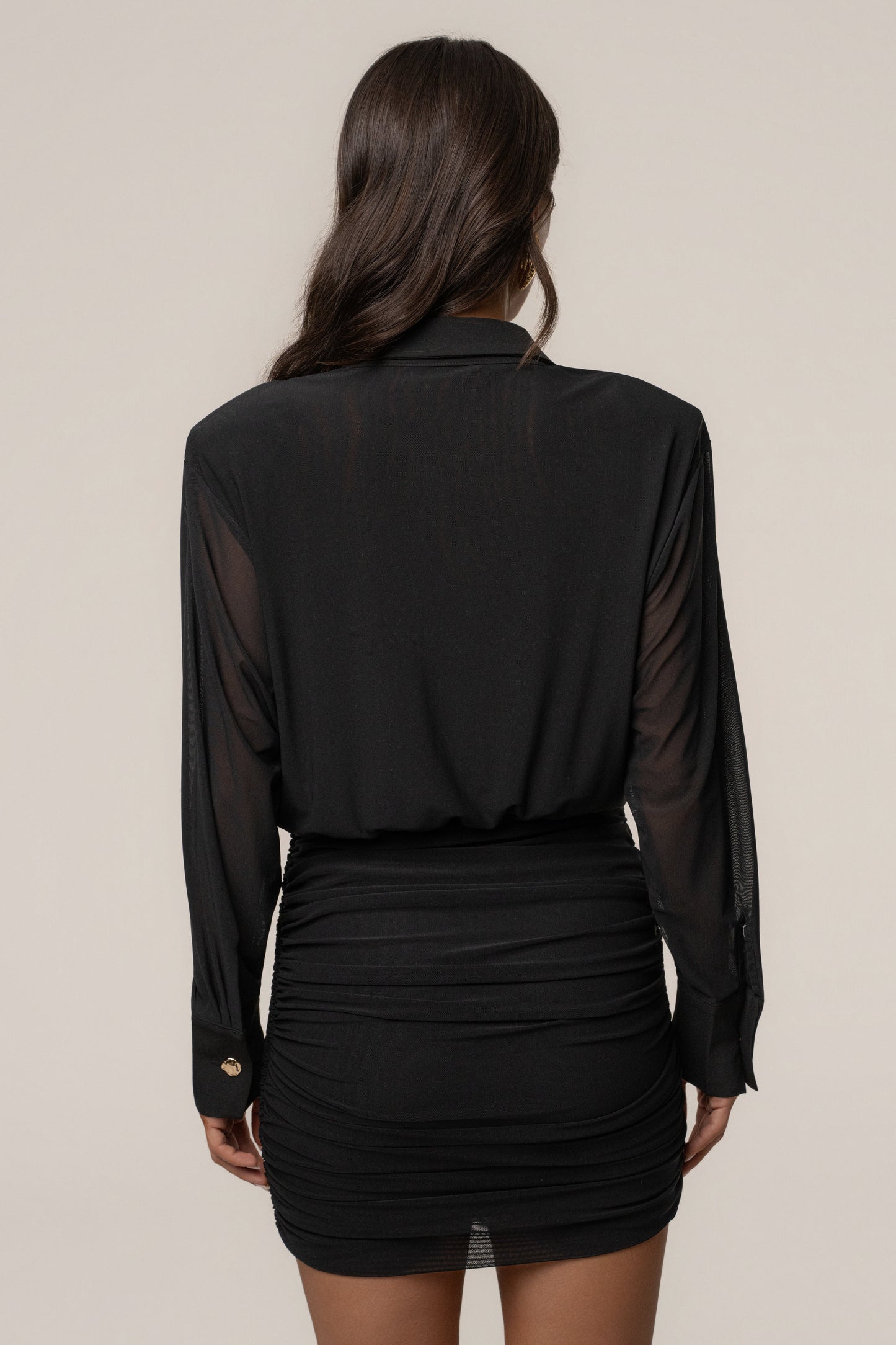 Black Leah Plunge Mini Dress