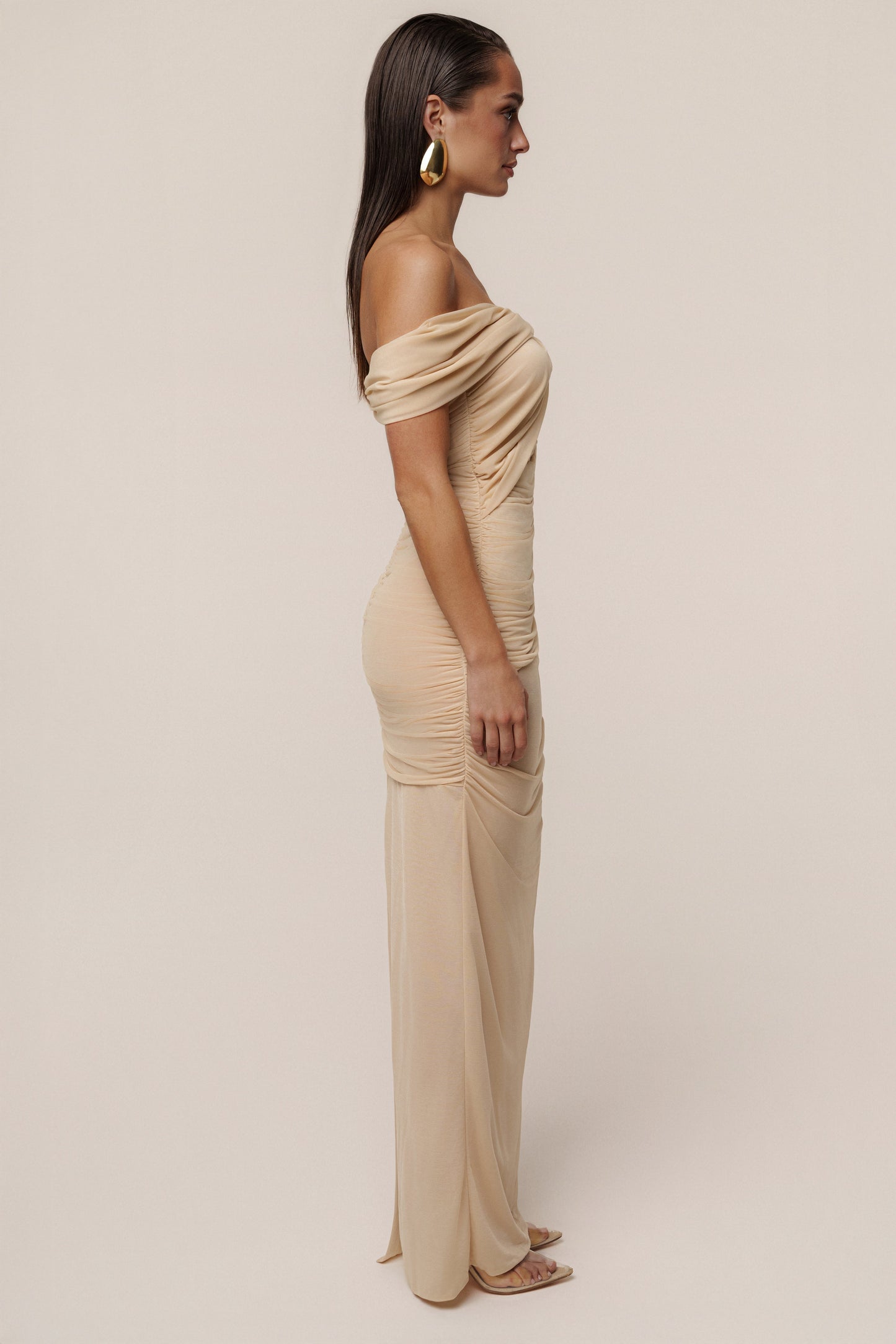 Ivory Alessandra Off Shoulder Maxi Dress