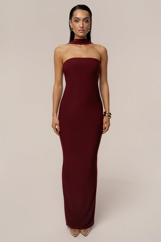 Burgundy Night Rose Maxi Dress