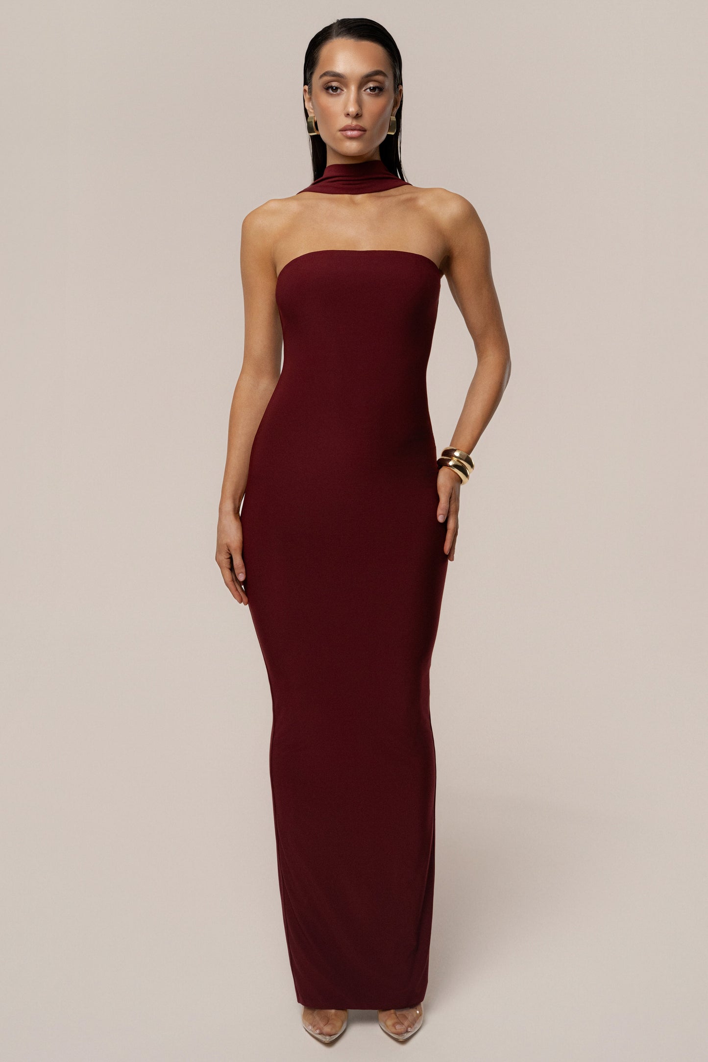 Burgundy Night Rose Maxi Dress