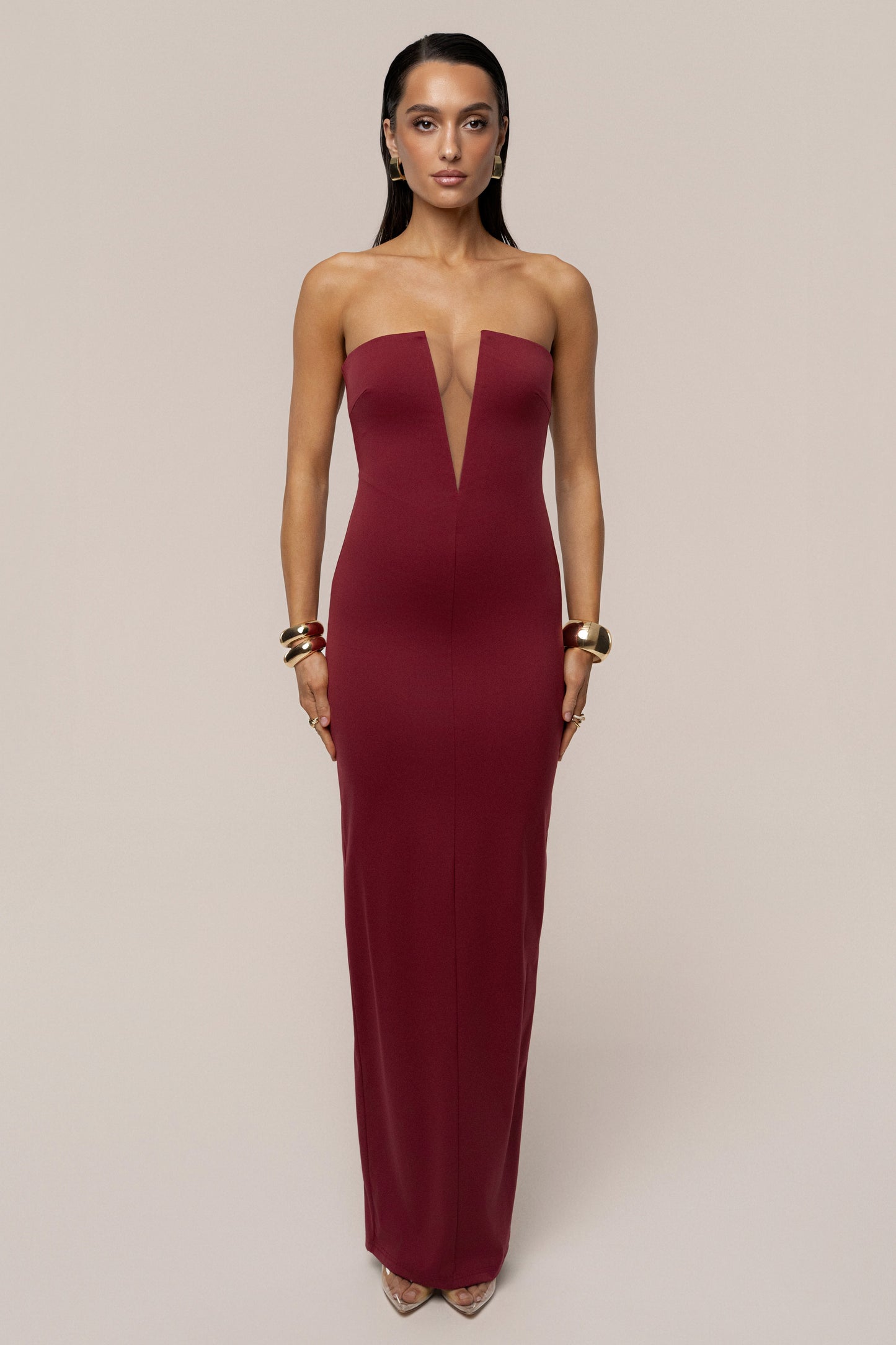 Burgundy Midnight Illusion Maxi Gown