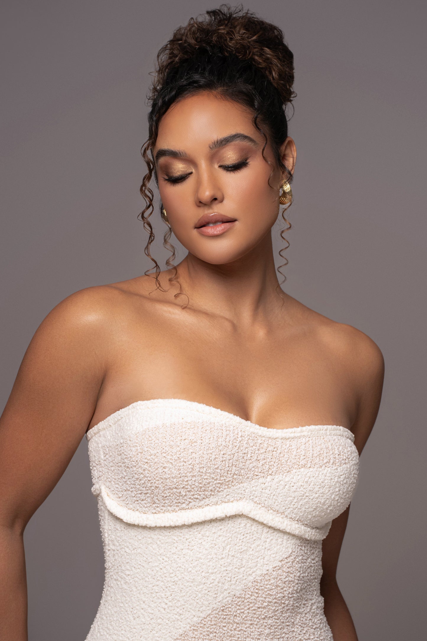 Ivory Sundown Strapless Midi Dress