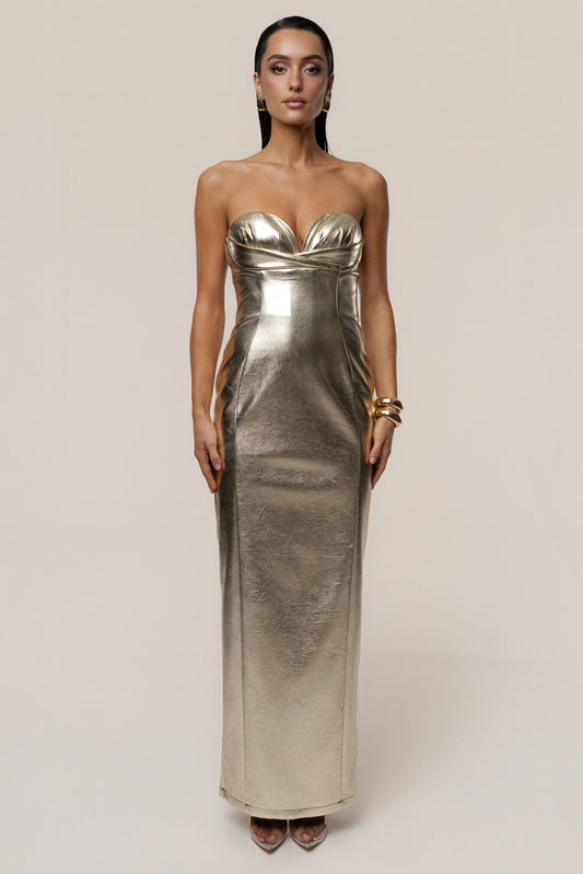 Gold Dorado Metallic Maxi Dress