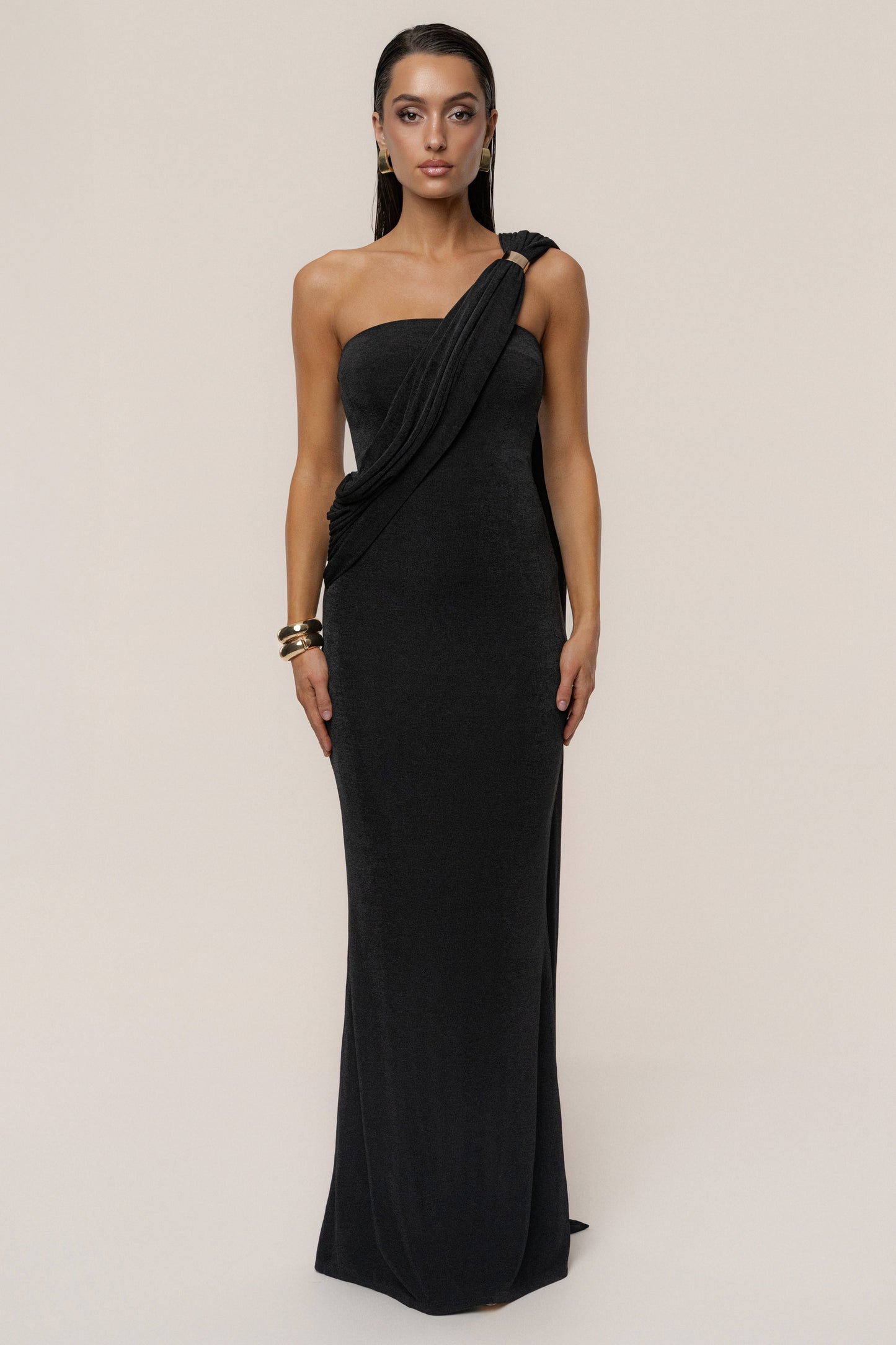 Black Golden Veil Maxi Dress