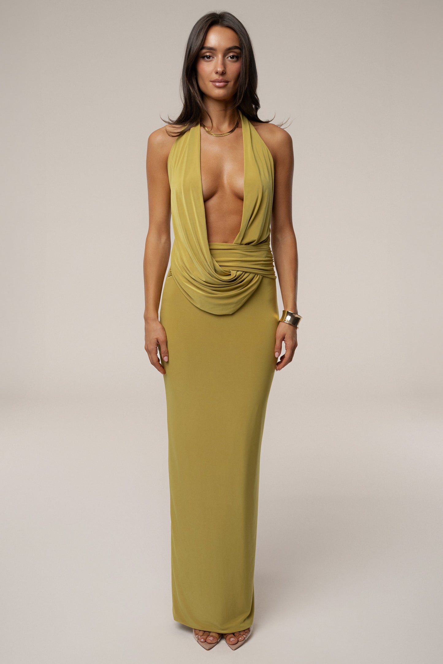 Moss Dawn Draped Maxi Dress