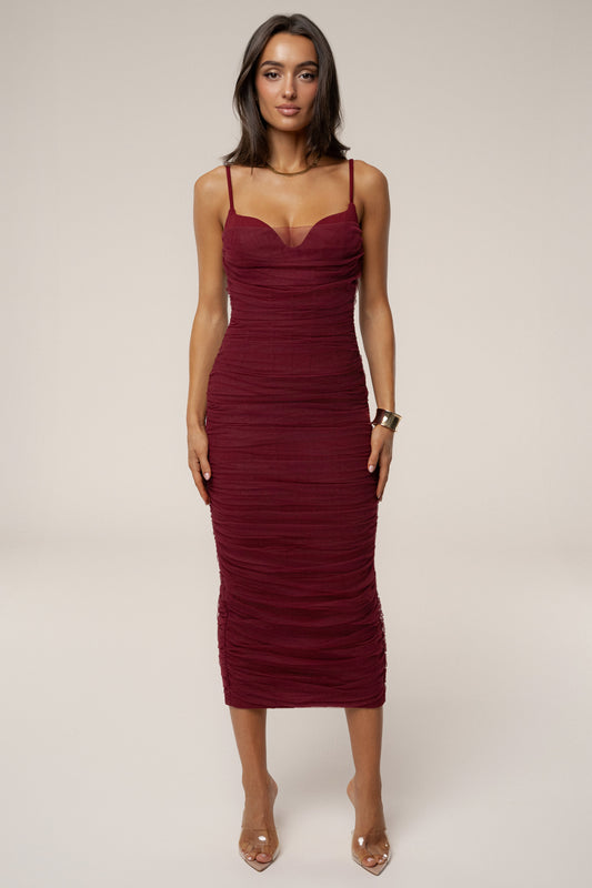 Burgundy True Form Midi Dress