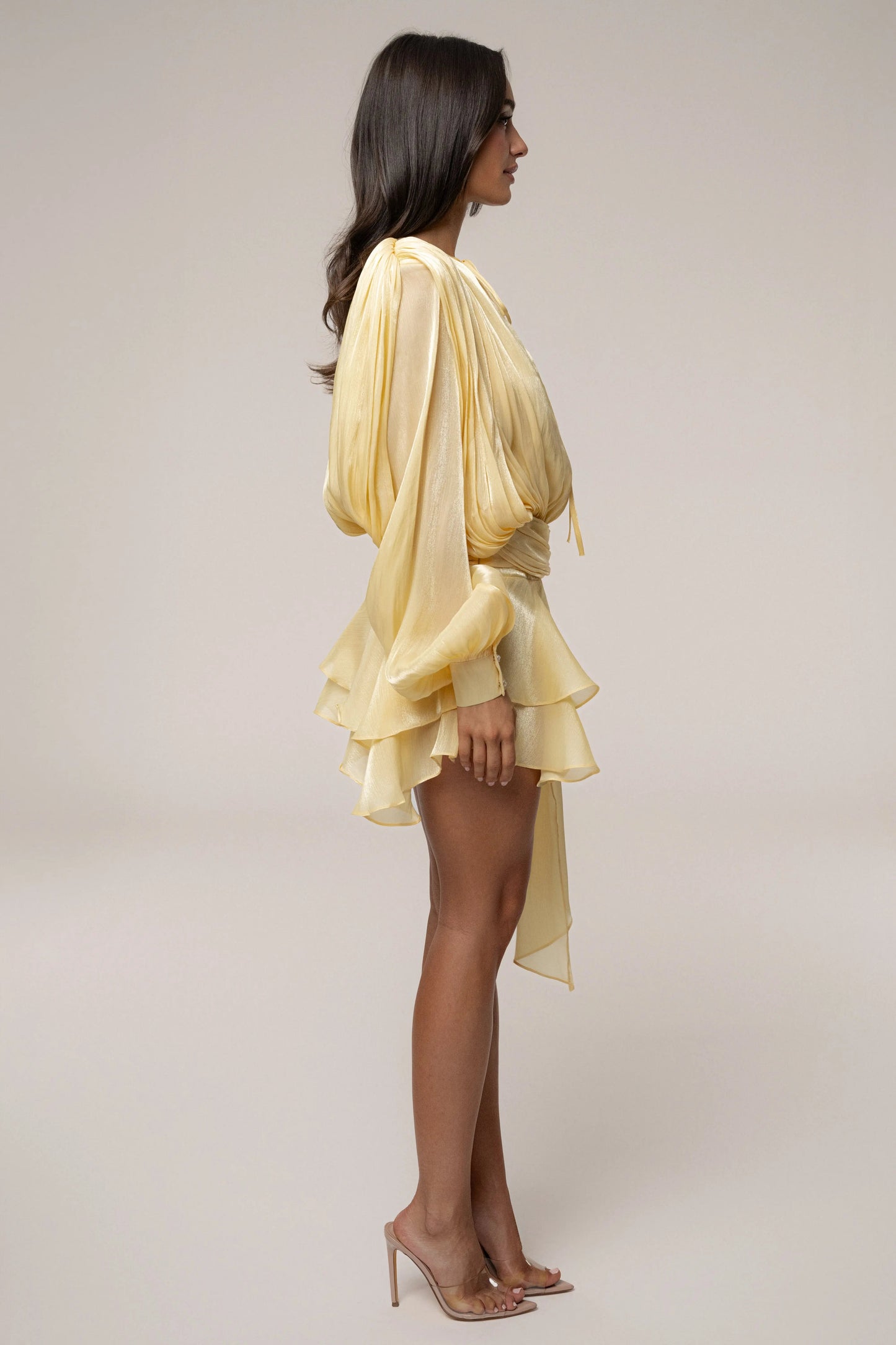 Yellow Pure Glow Draped Mini Dress
