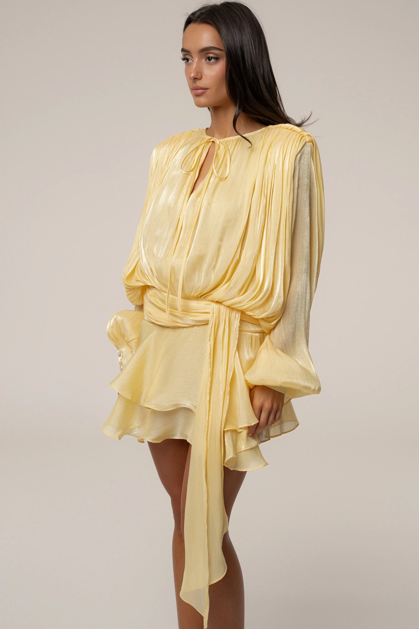 Yellow Pure Glow Draped Mini Dress