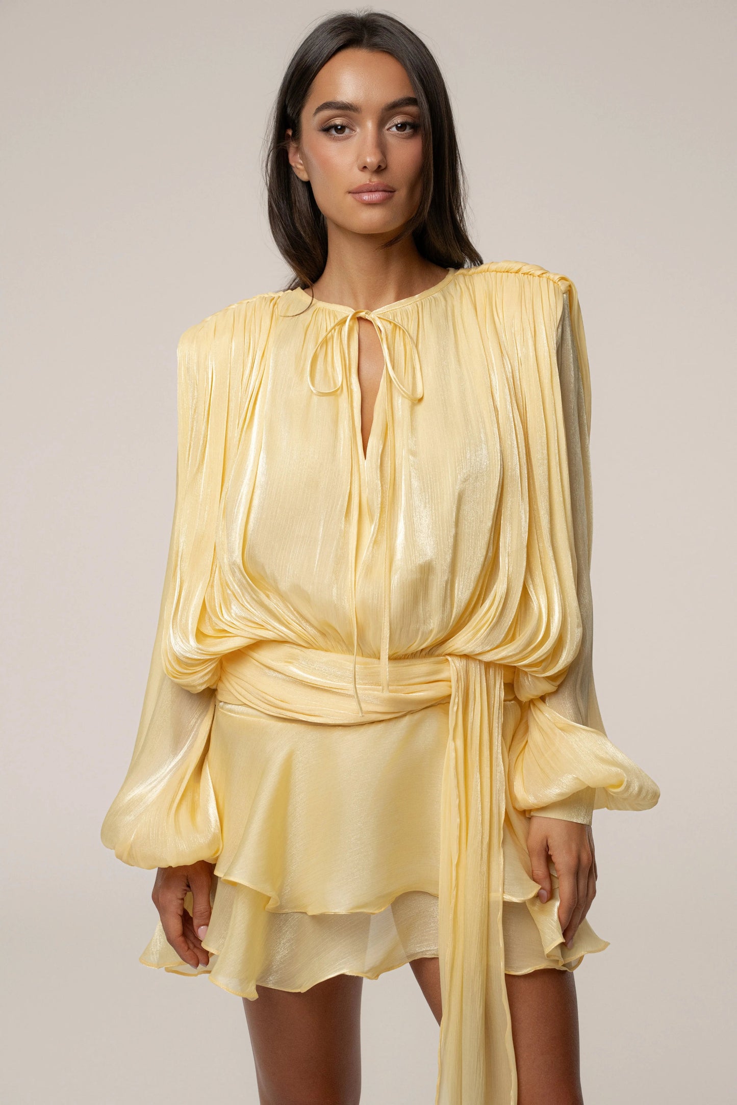 Yellow Pure Glow Draped Mini Dress