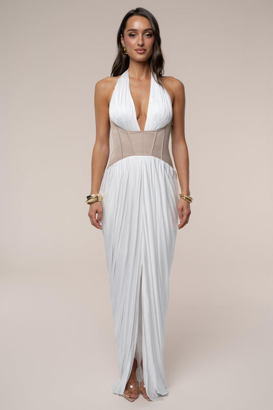 Ivory Drape And Destiny Maxi Dress