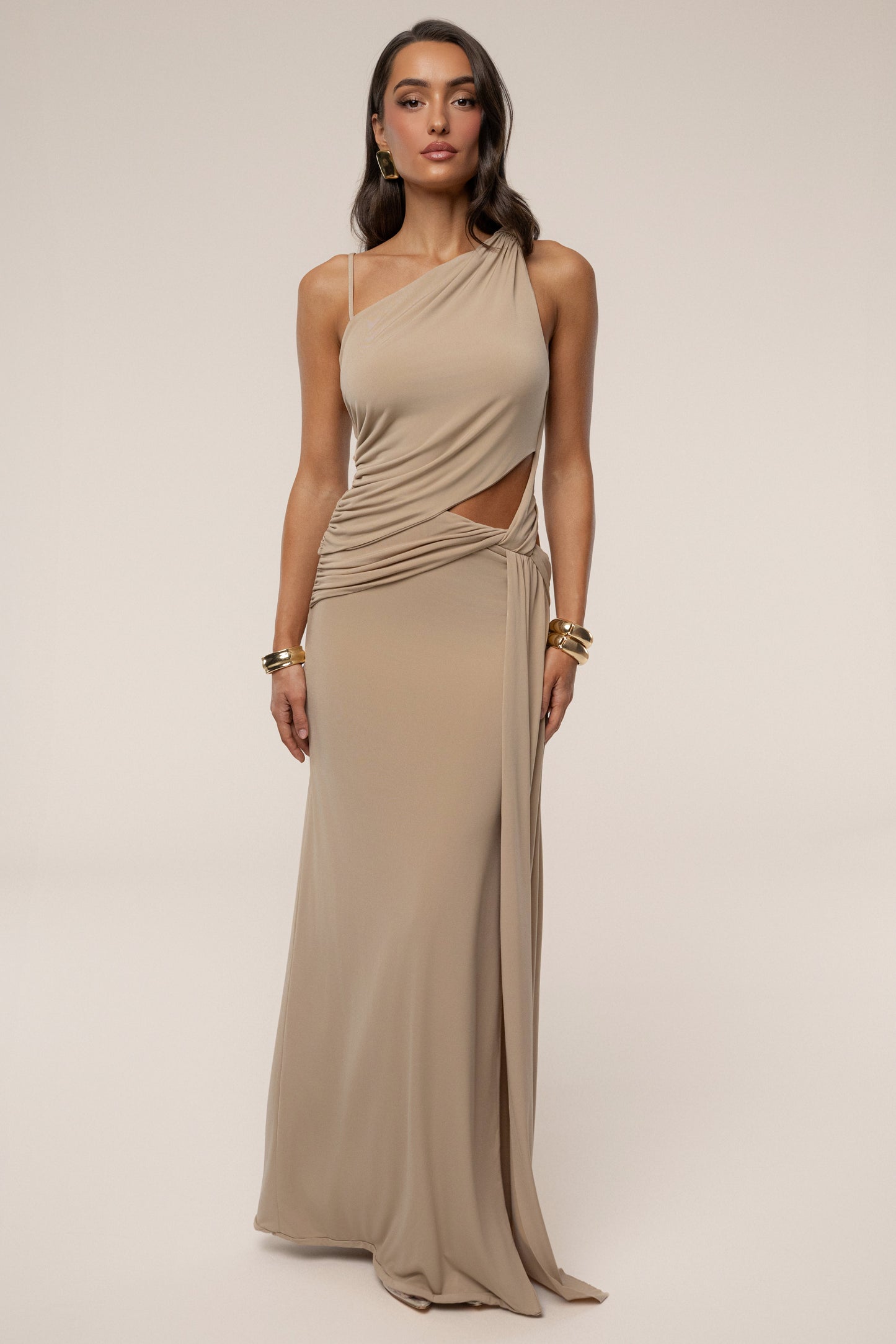 Taupe Astra Cutout Maxi Dress