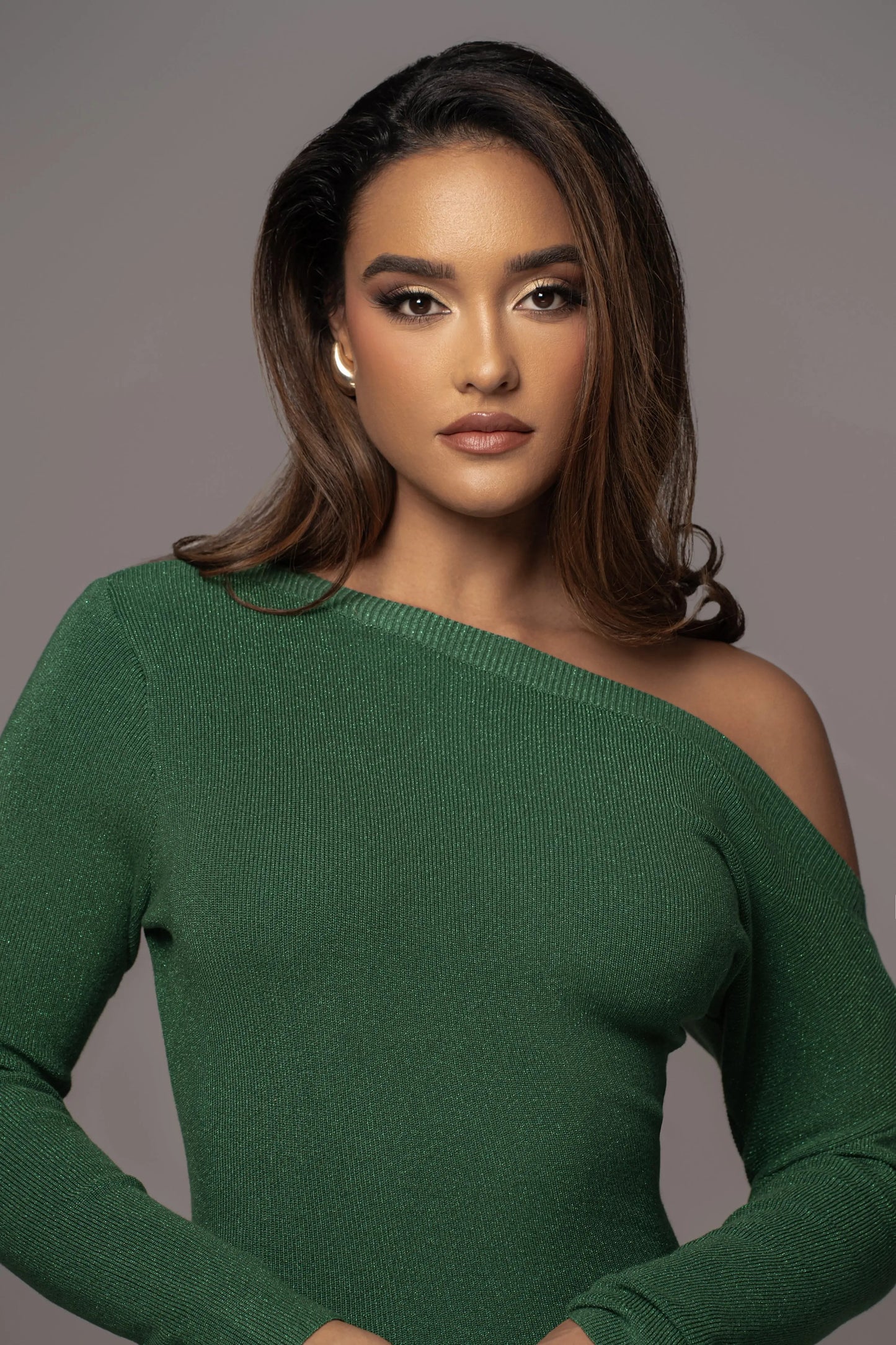 Green Night Shimmers Asymmetrical Maxi Dress