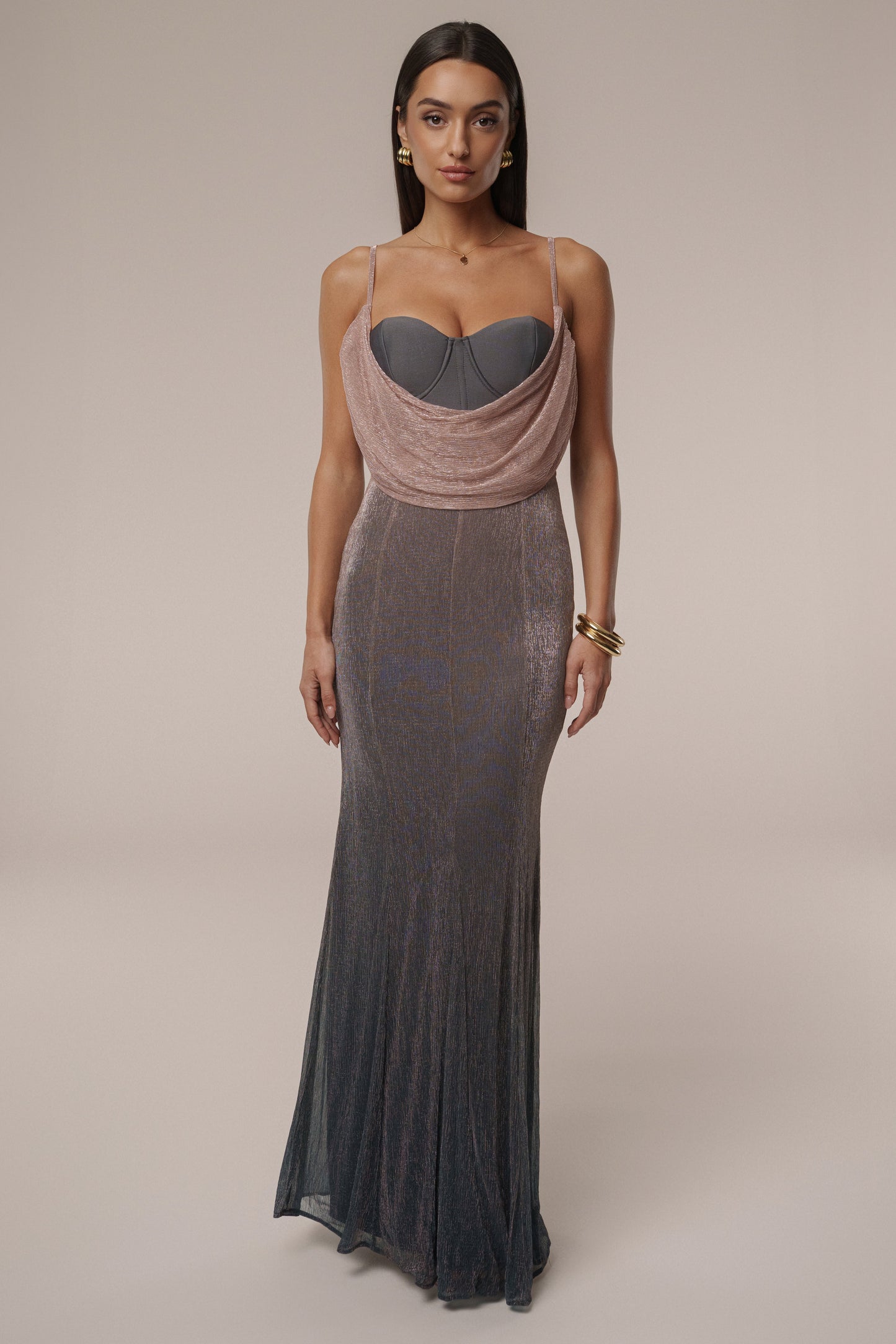 Pink Dusk Shimmery Nights Maxi Dress