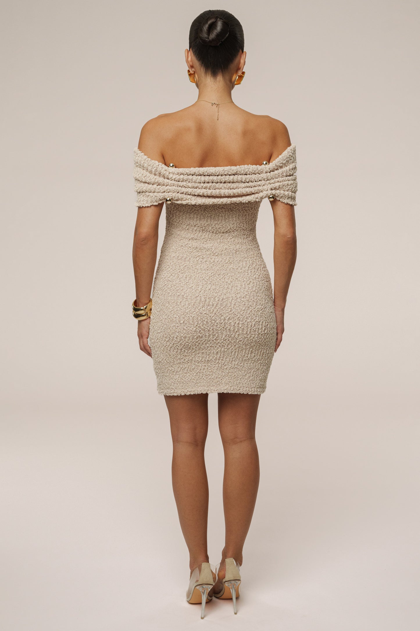 Beige Pour Over Mini Dress