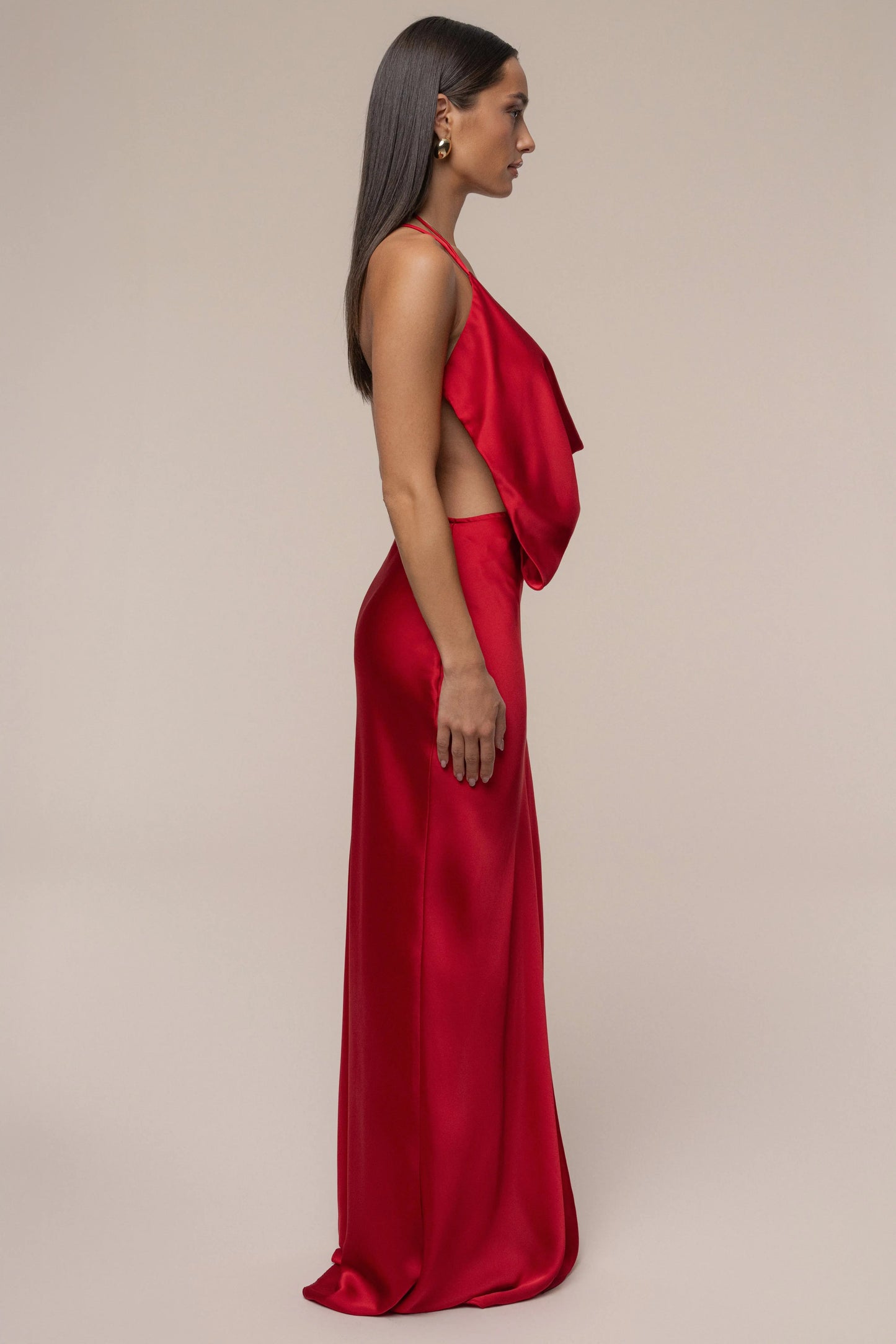 Red Delmara Cowl Maxi Dress